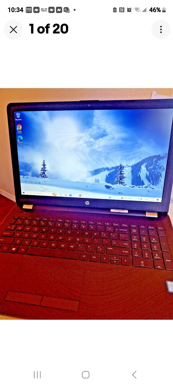 15.6″ HP Laptop i3-7100U 8GB RAM 256 SSD FRESH Win10 Office Battery READY TO USE