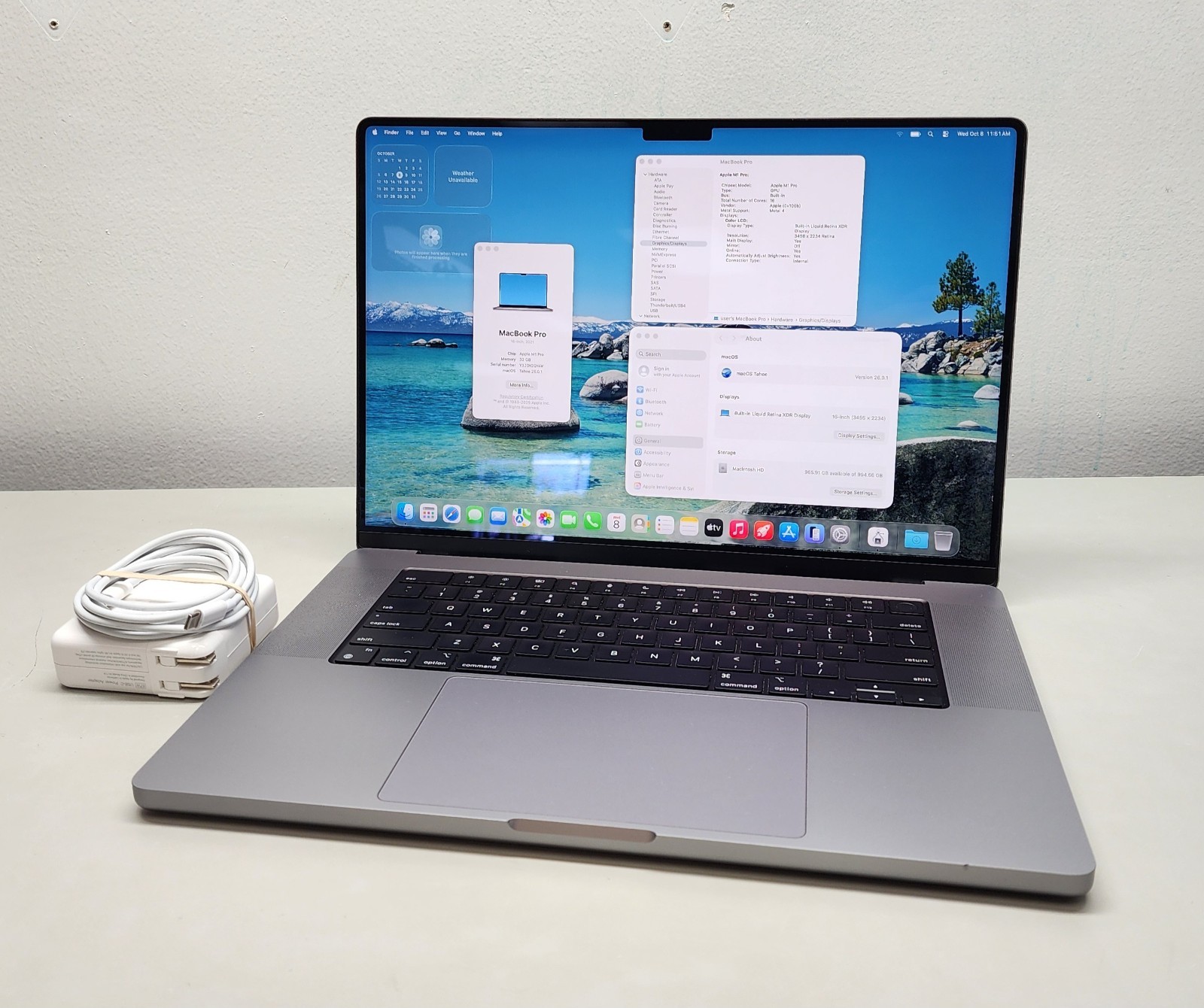 Apple Macbook Pro 2021 16″ M1 Pro 10C/16C 32GB RAM 1TB SSD macOS Tahoe