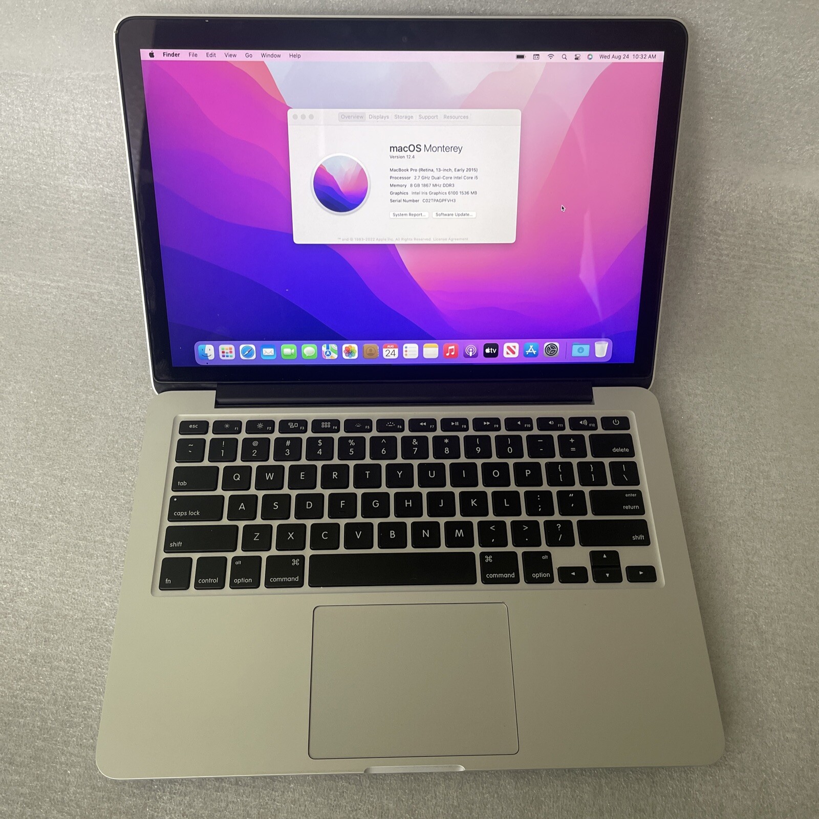 Apple MacBook Pro Retina 13in 2.7GHz Core i5 128GB SSD 8GB RAM OS Monterey