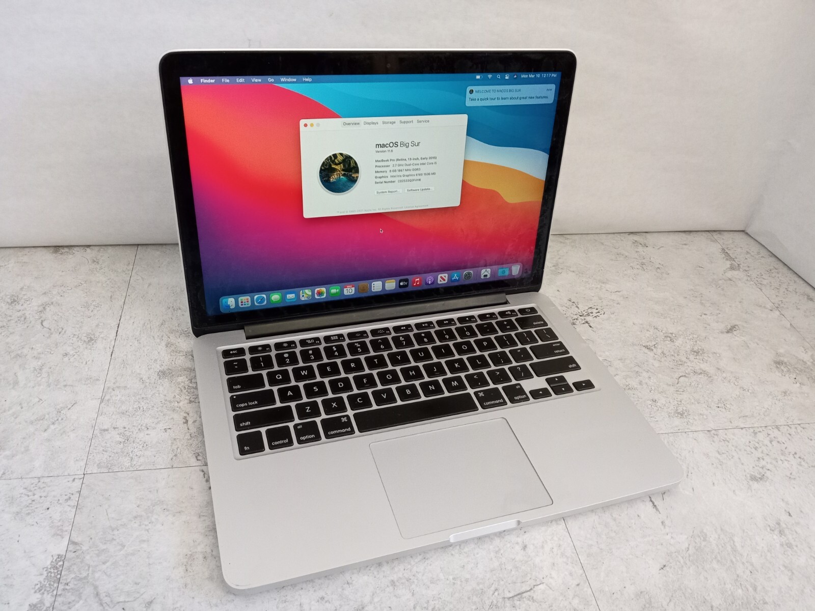 Apple MacBook Pro Retina 13″ 2015 i5 2.7GHz 8GB 256GB SSD macOS 11.6 – READ -RR