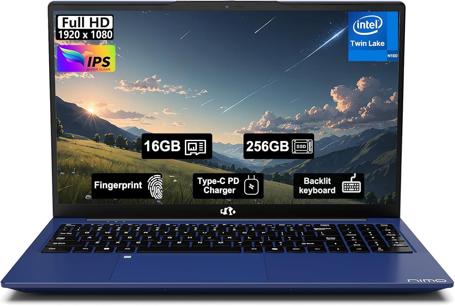NIMO 15.6″ FHD IPS Laptop 4 Cores 13th Gen Intel N150 16GB RAM 256GB SSD 3.6GHz