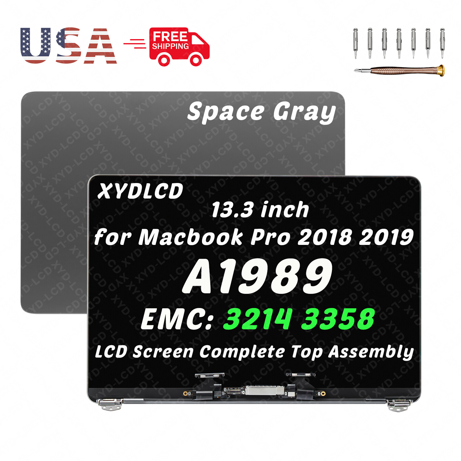 A+++ MacBook Pro 13″ A1989 2018 LCD Screen Display Assembly Space Gray EMC 3214