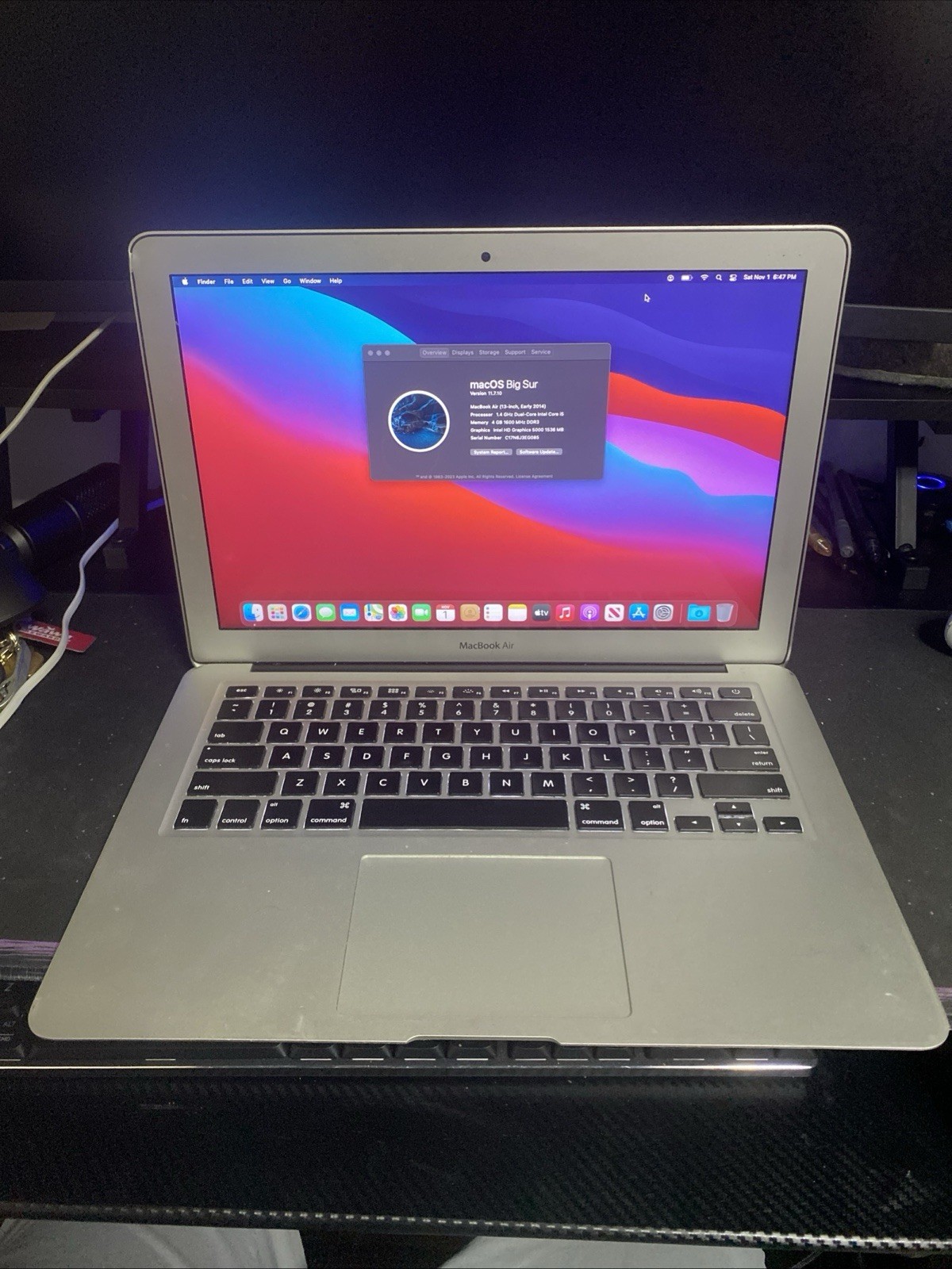 Macbook Air 2014 A1466 128gb Fully Tested Silver With Charger