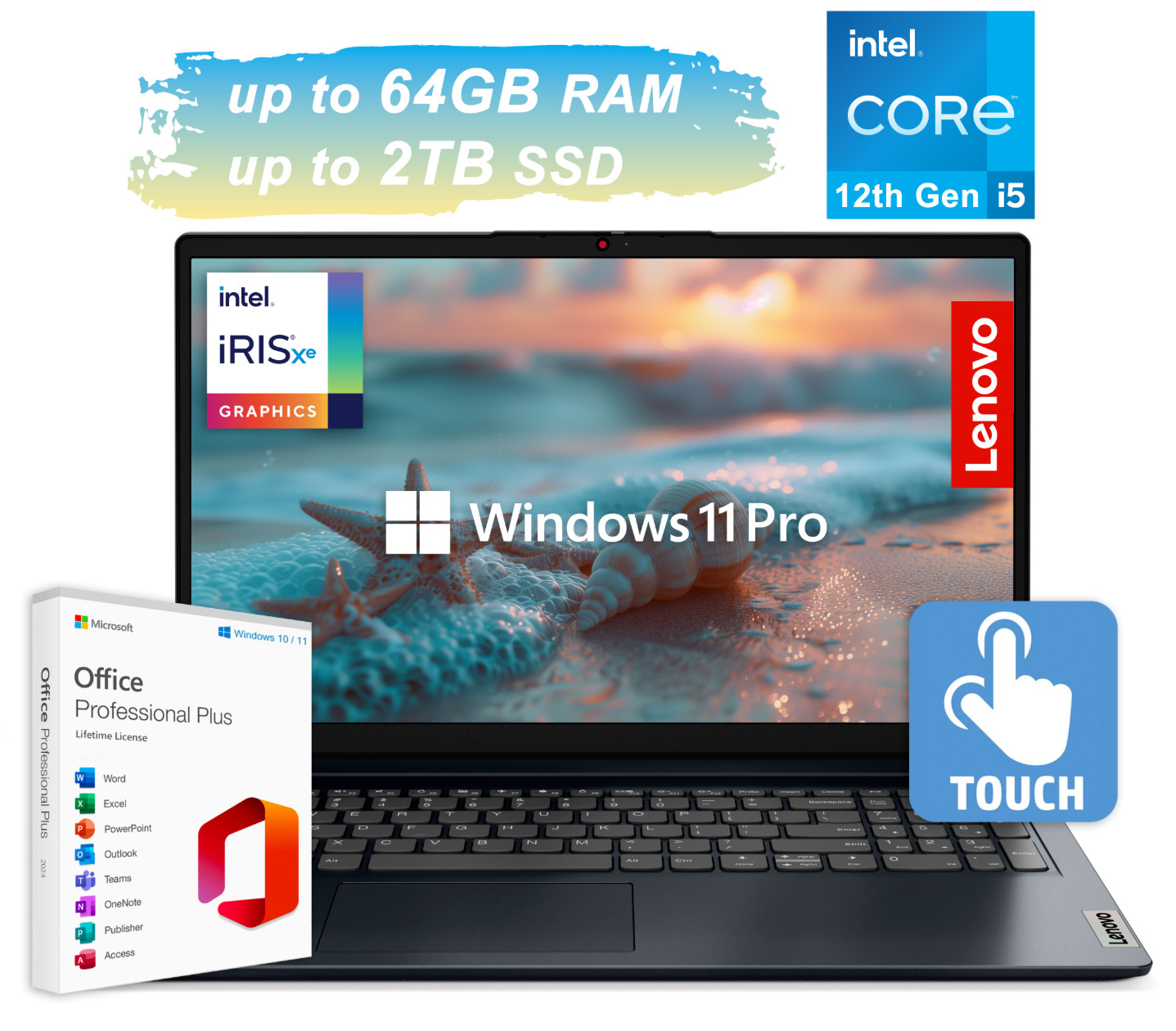 2024 Lenovo IdeaPad Laptop 15.6″ FHD Touch 10-Core Intel i5 MAX 40GB RAM 2TB SSD