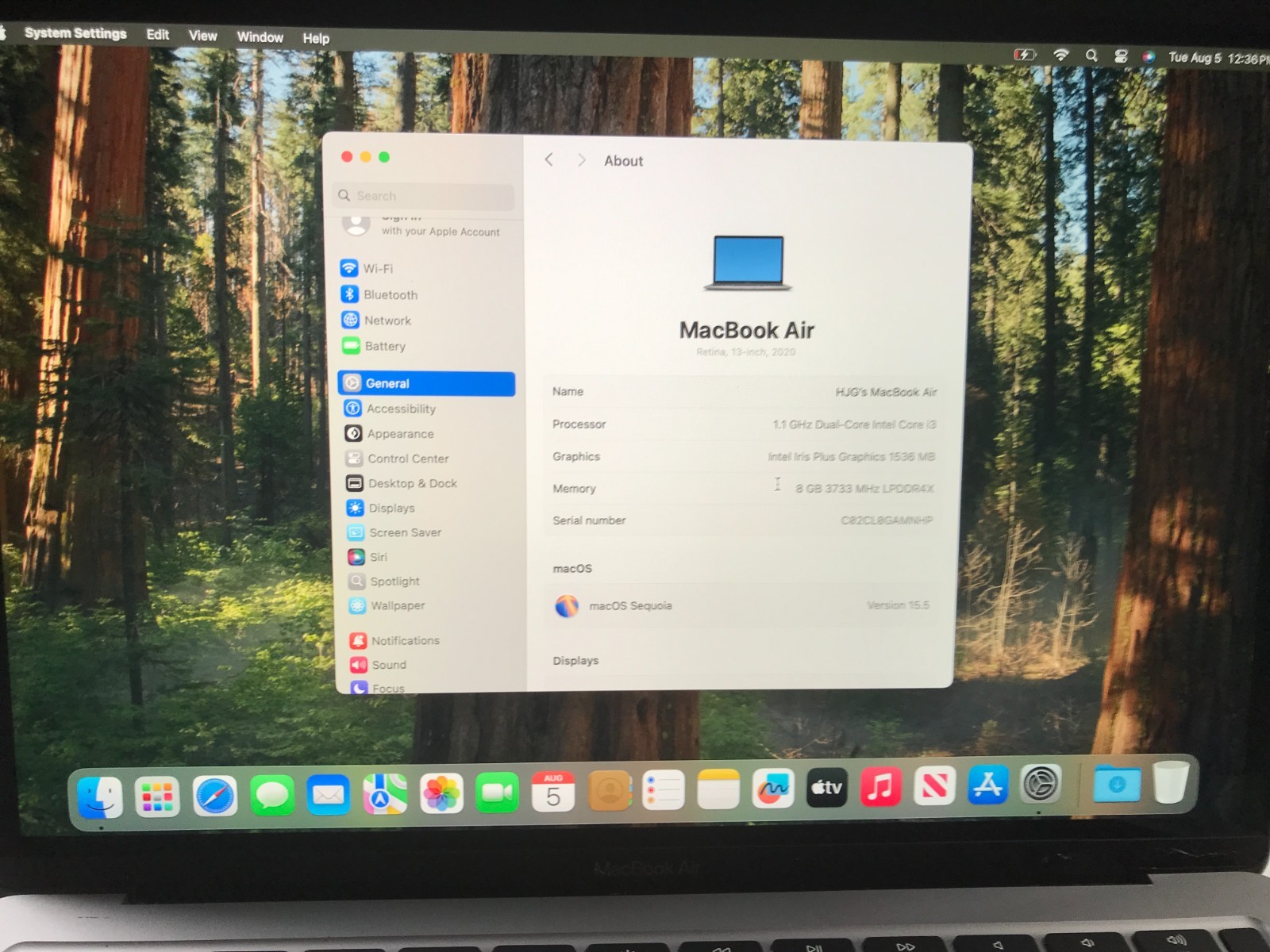 Apple MacBook Air 13″  i3 1.1GHz 8GB 256GB Gray A2179 2020 USED Read*#390