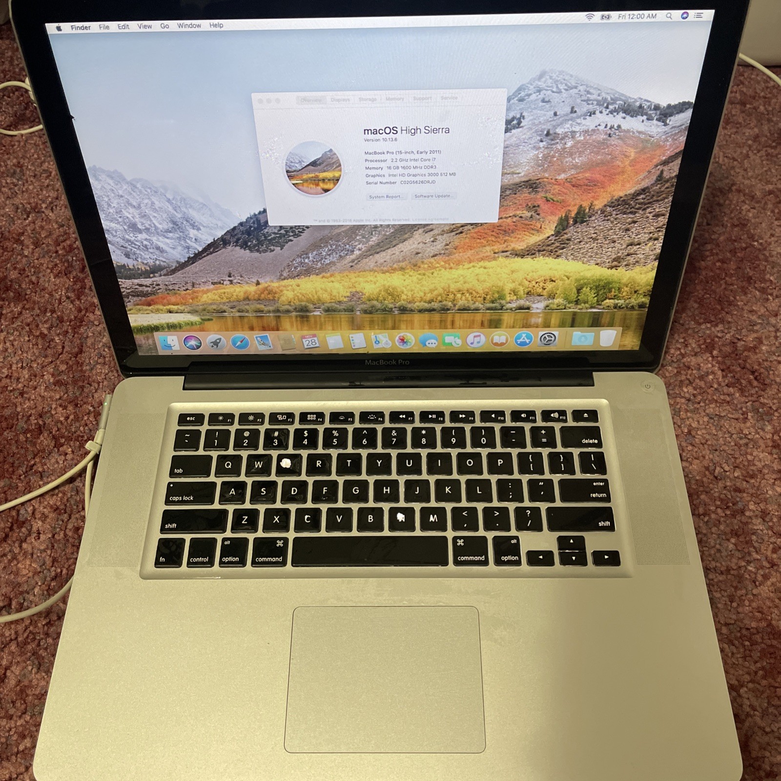 Apple MacBook Pro A1286 – Intel Core i7, 16GB RAM, 750GBHD, READ DESCRIPTION