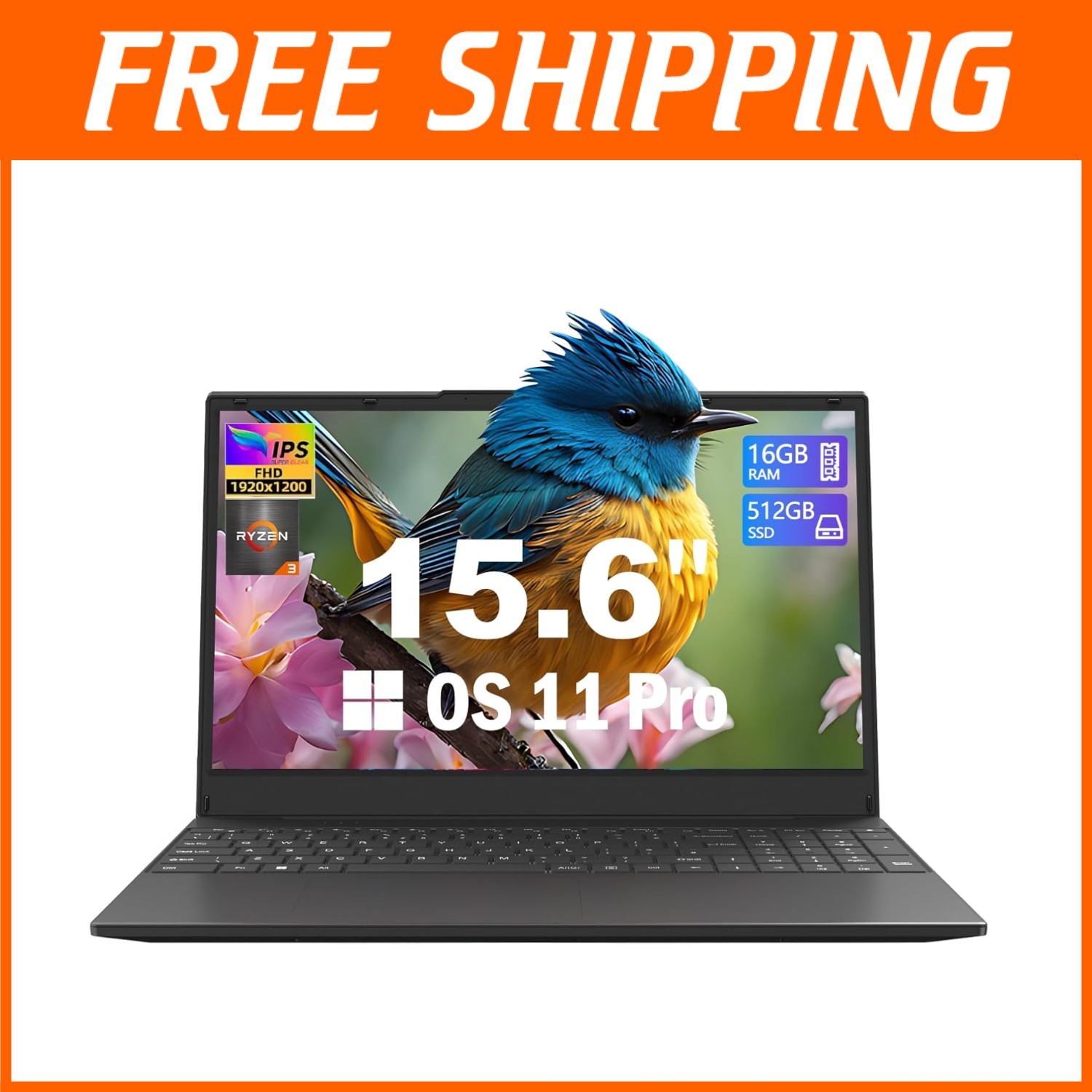 Business Ready 15.6” FHD Laptop – Ryzen 3 Processor, 16GB RAM & 512GB Storage