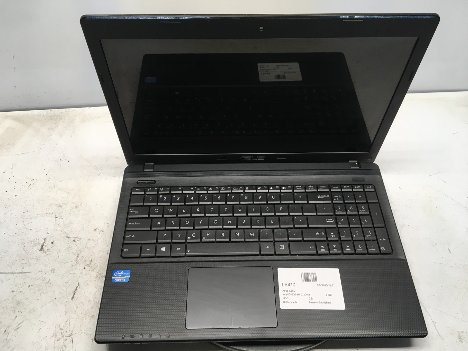 Asus X55C Intel i3-2328M 2.2GHz 6 GB NO HDD