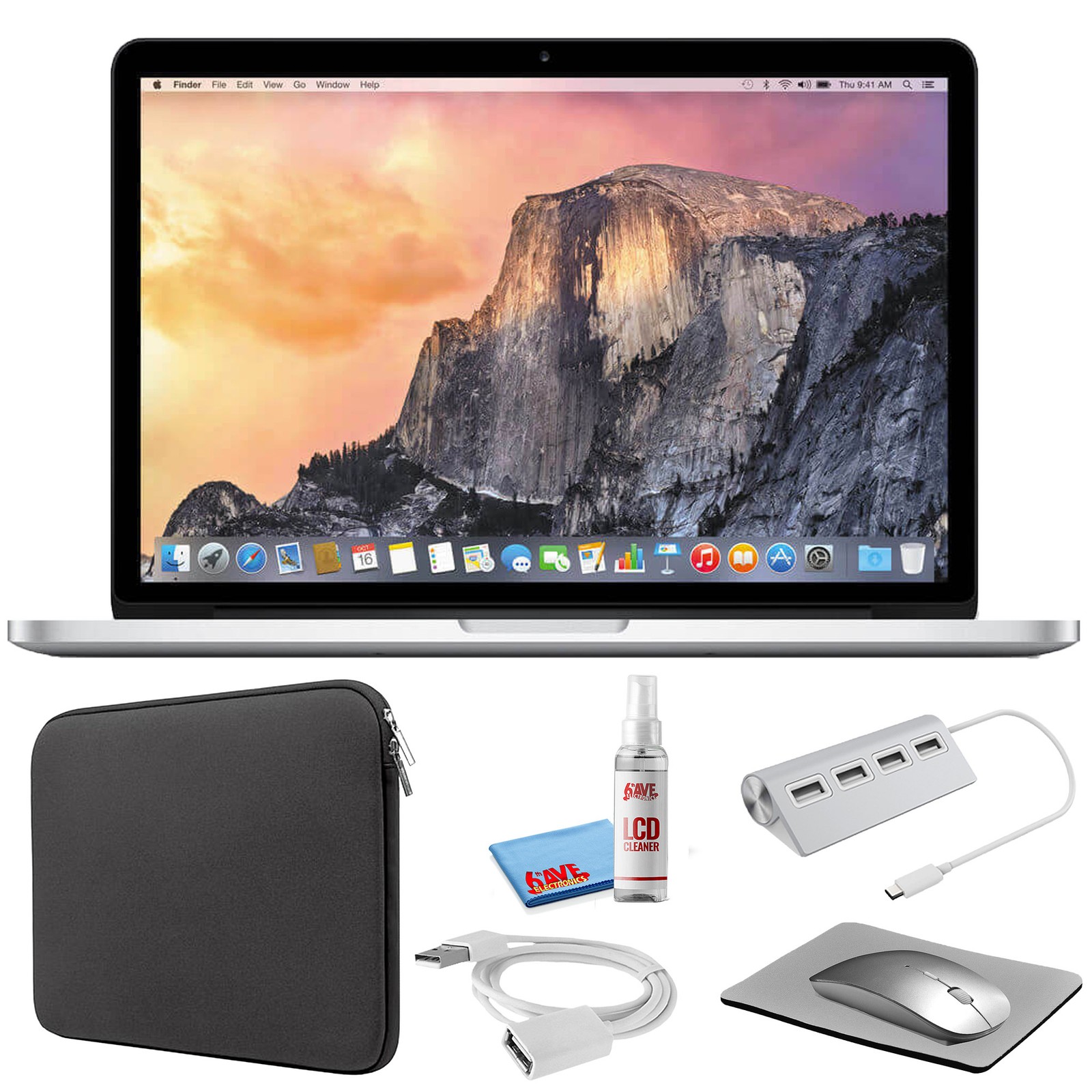 Apple MacBook Pro 15″ (i7 2.2GHz, 256GB SSD, 2015) – Silver + Bundle Kit