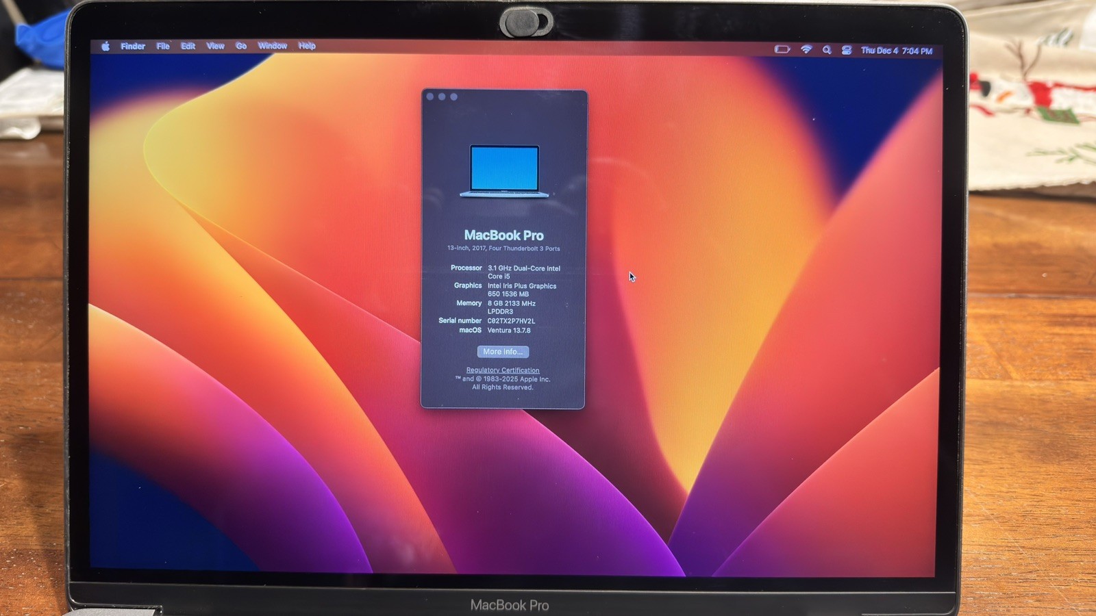 Apple MacBook Pro 13.3″ Touch Bar A1706 I5 2.9Ghz 8GB 256GB Great Condition