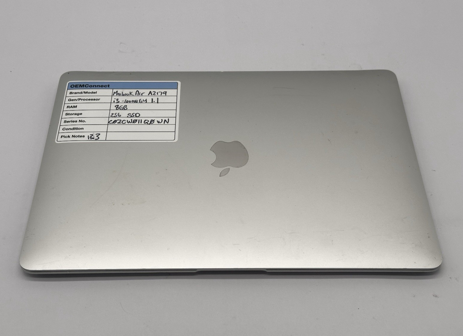 2020 Apple MacBook Air, A2179, i3 10th Gen, 1.1GHz, 8GB, 256GB SSD-No OS/Charger