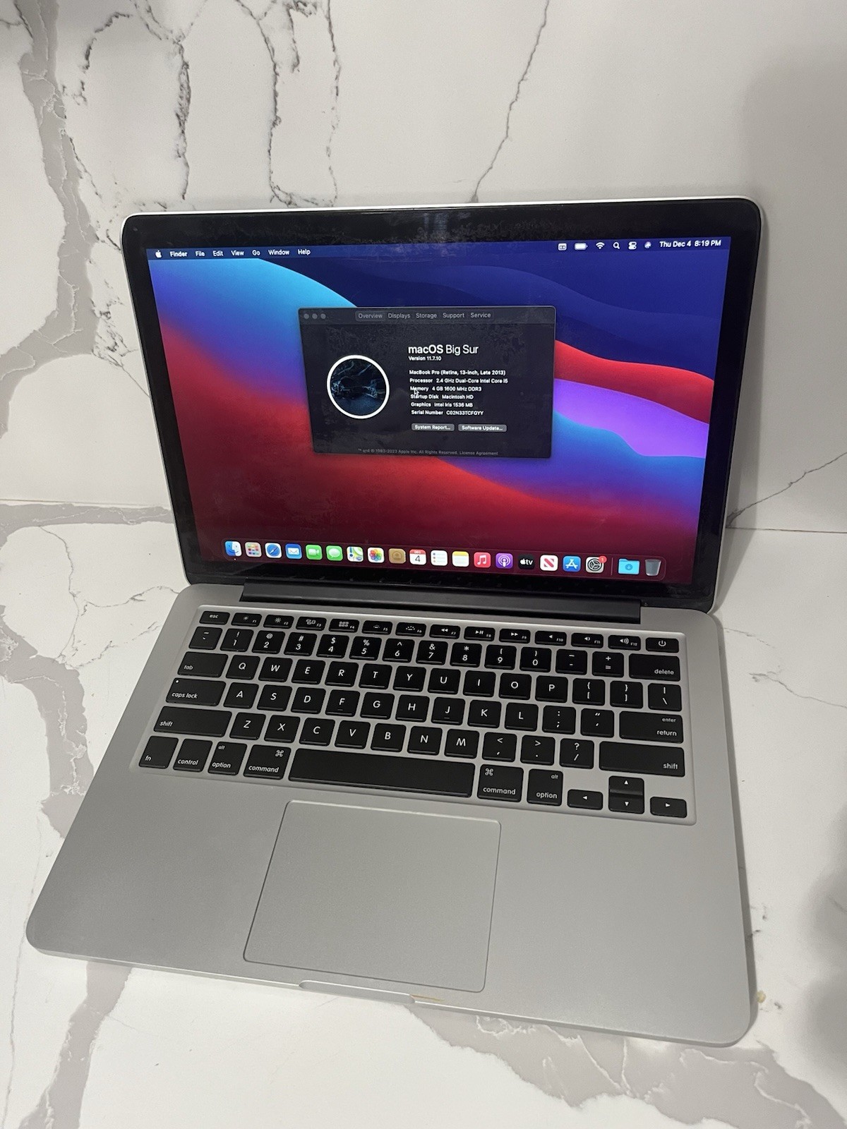 Apple MacBook Pro 13” Retina – 2.4ghz i5 – 4GB -128gb SSD – macOS Big Sur
