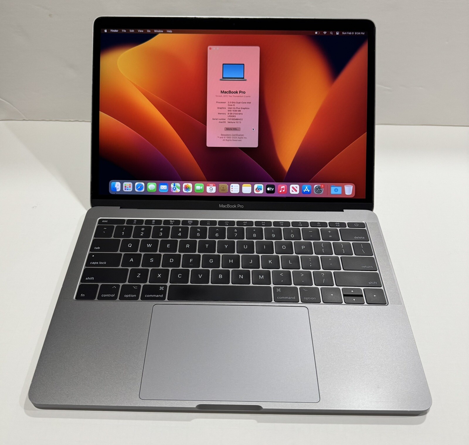 Apple MacBook Pro 13″ 2017 A1708 2.3GHz Core i5 8GB RAM 128GB SSD Gray