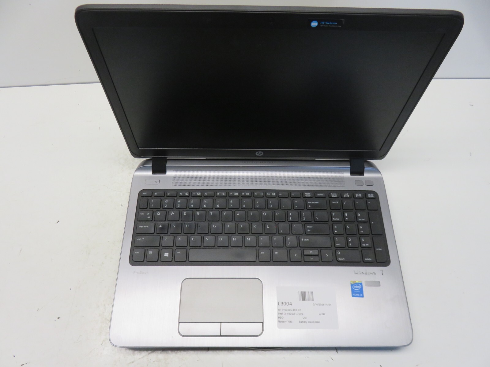 HP ProBook 450 G2 Intel i3-4005U 1.7GHz 4 GB NO HDD No Batt
