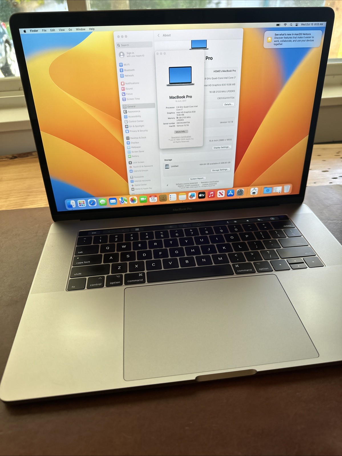 Apple MacBook Pro 15.4in 2017 – Intel i7 2.9GHz 16GB 500GB SSD – Radeon Pro 560