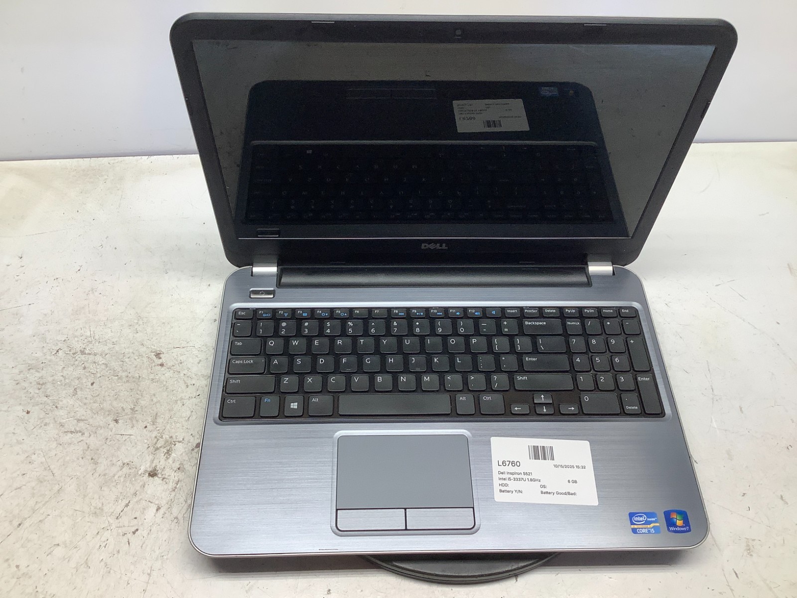 Dell Inspiron 5521 Intel i5-3337U 1.8GHz 6 GB NO HDD/Battery