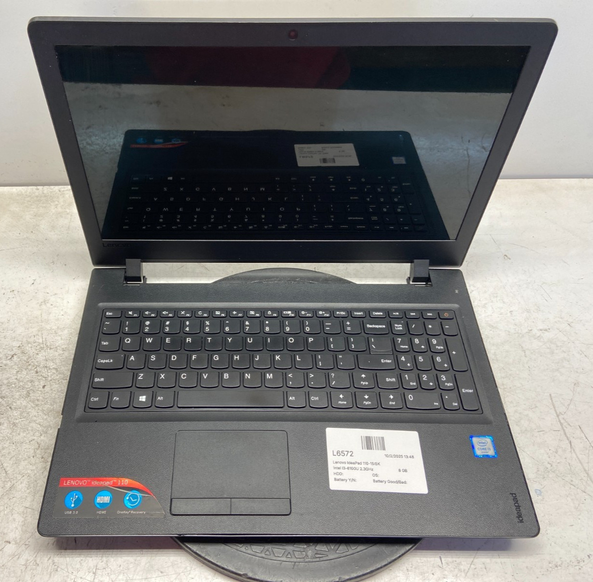 Lenovo IdeaPad 110-15ISK Intel i3-6100U 2.3GHz 8 GB NO HDD