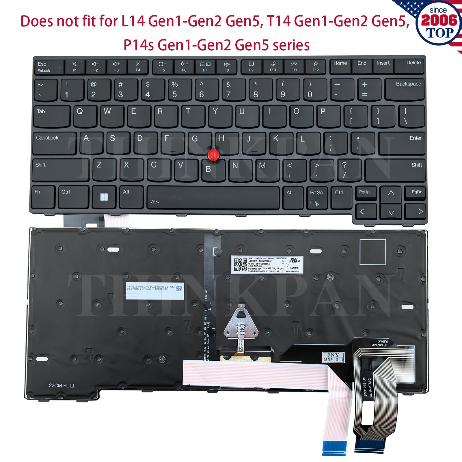 New US Keyboard for Lenovo Thinkpad T440 T460 T470 T480 T14 Gen P14s Gen 123456