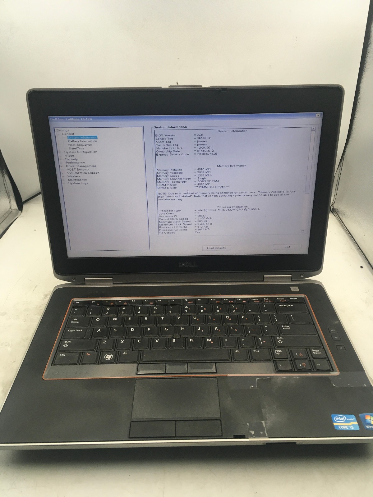 DELL LATITUDE E6420 – BOOTS TO BIOS – INTEL I5 2430M – 4GB RAM – READ DESC – BB!