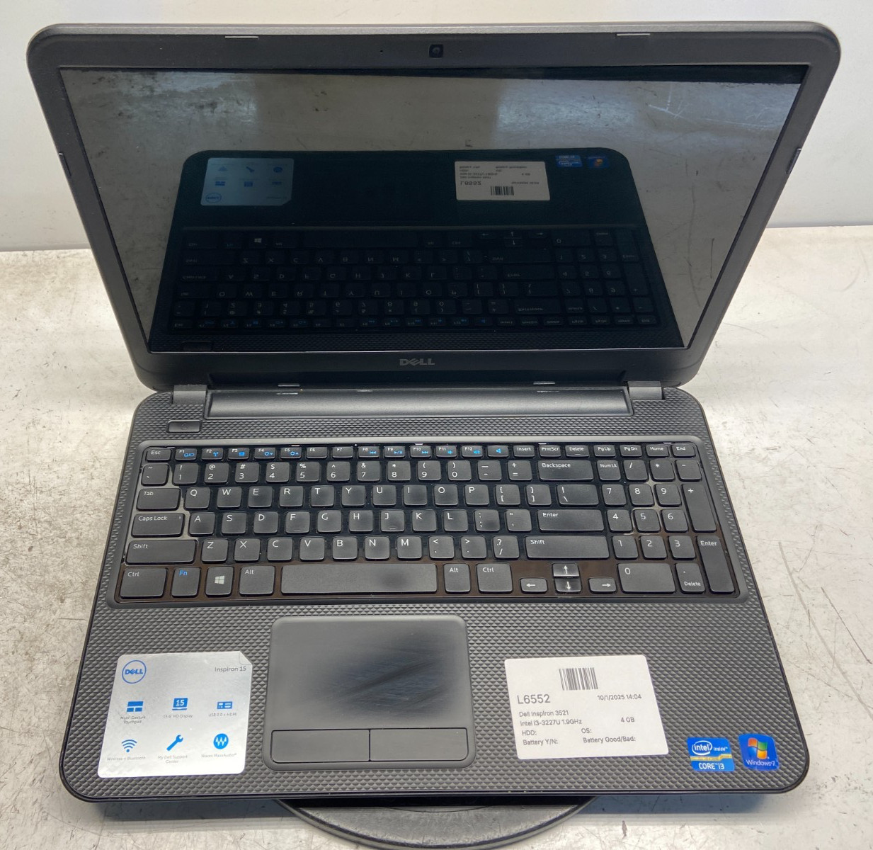 Dell Inspiron 3521 Intel i3-3227U 1.9GHz 4 GB NO HDD