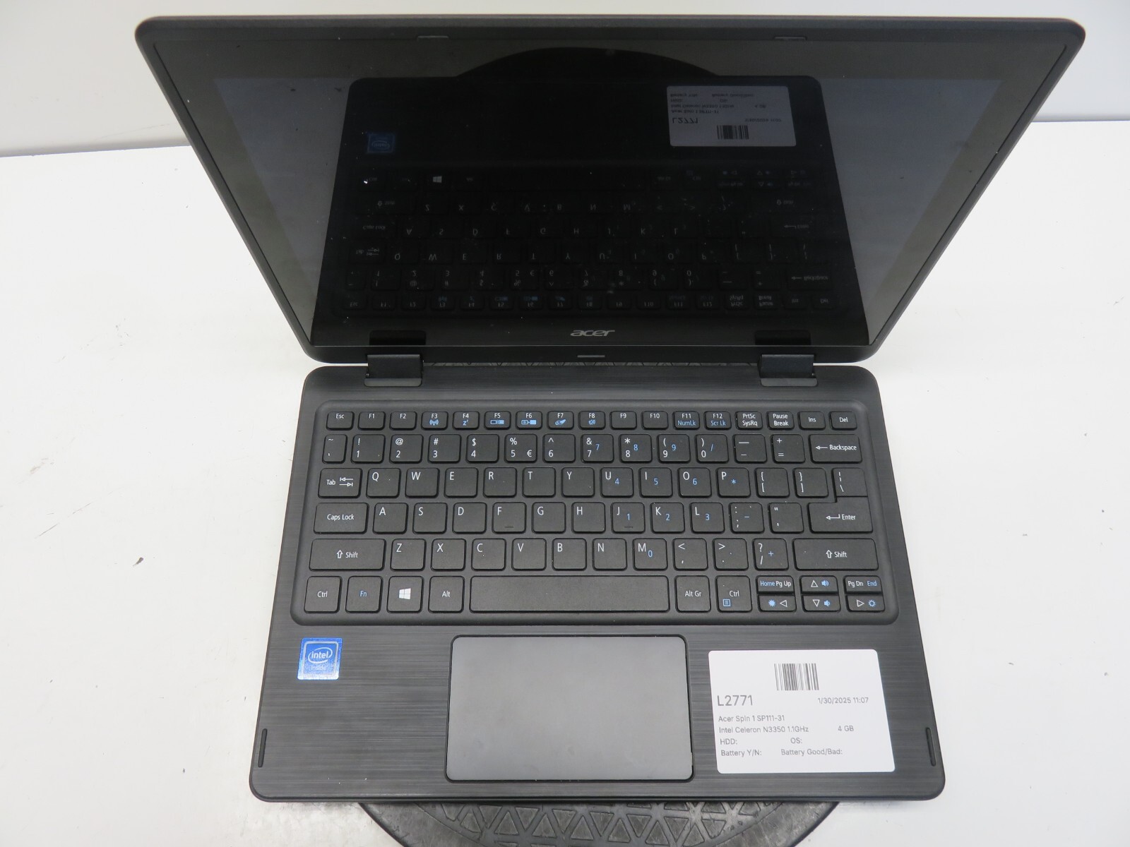 Acer Spin 1 SP111-31 Intel Celeron N3350 1.1GHz 4 GB 32 GB EMMC No Batt