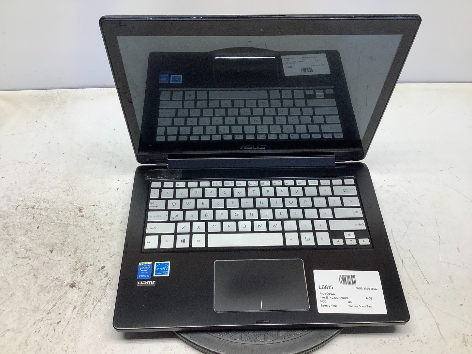 Asus Q302L Intel i3-4030U 1.9GHz 6 GB NO HDD