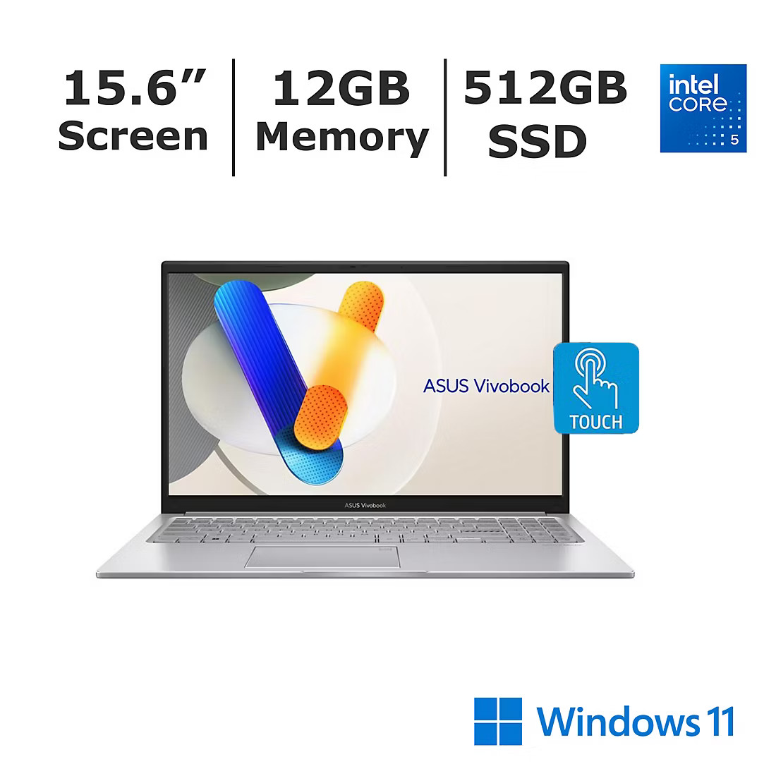 🔥 NEW ASUS 15.6” Touchscreen Laptop i5-120U 12GB/512GB SSD Win11 Backlit KB