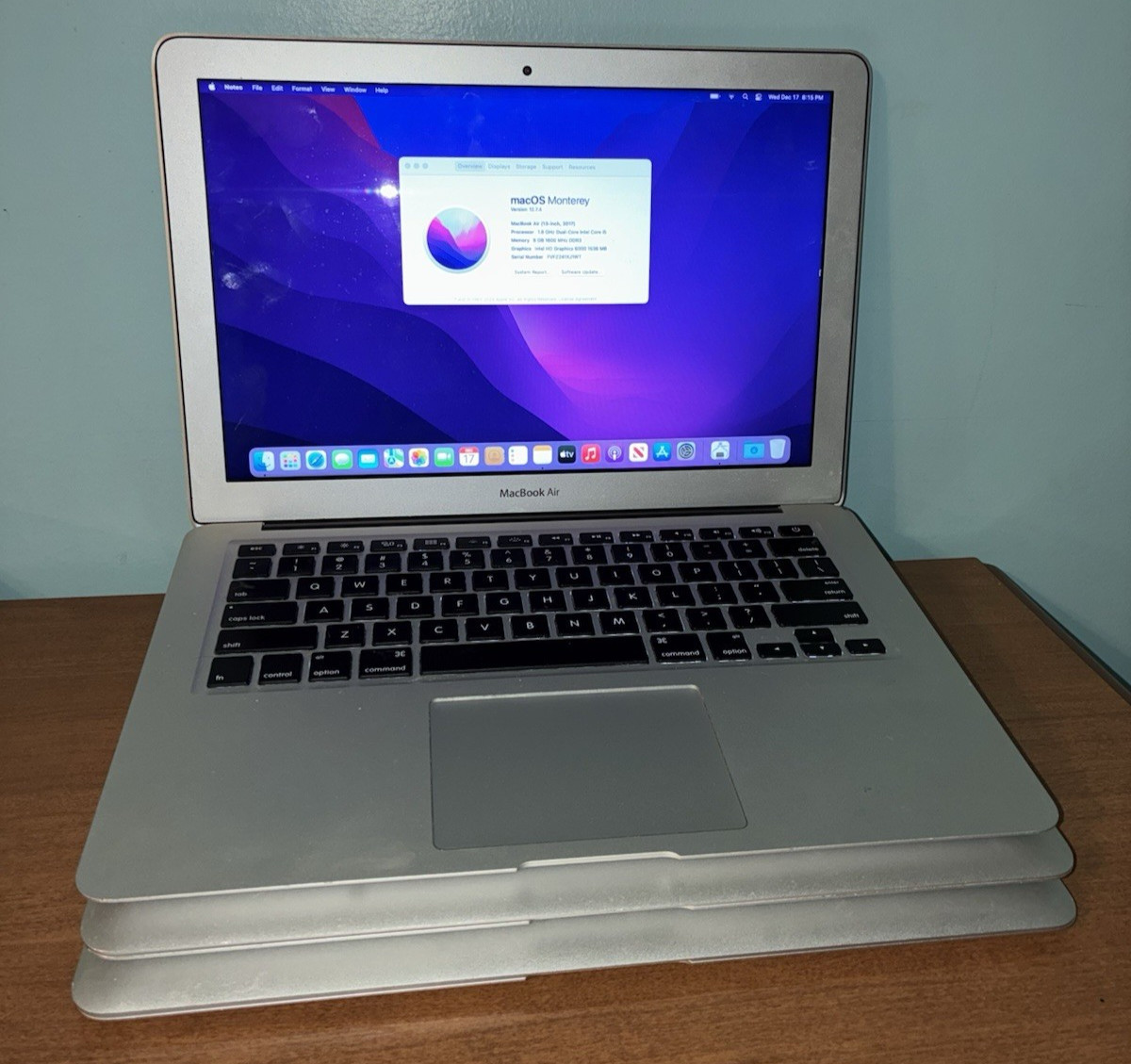 Apple Macbook Air 13″ 2017 Core i5 1.8GHZ 8GB 256gb SSD OS Monterey A1466 Lot: 3
