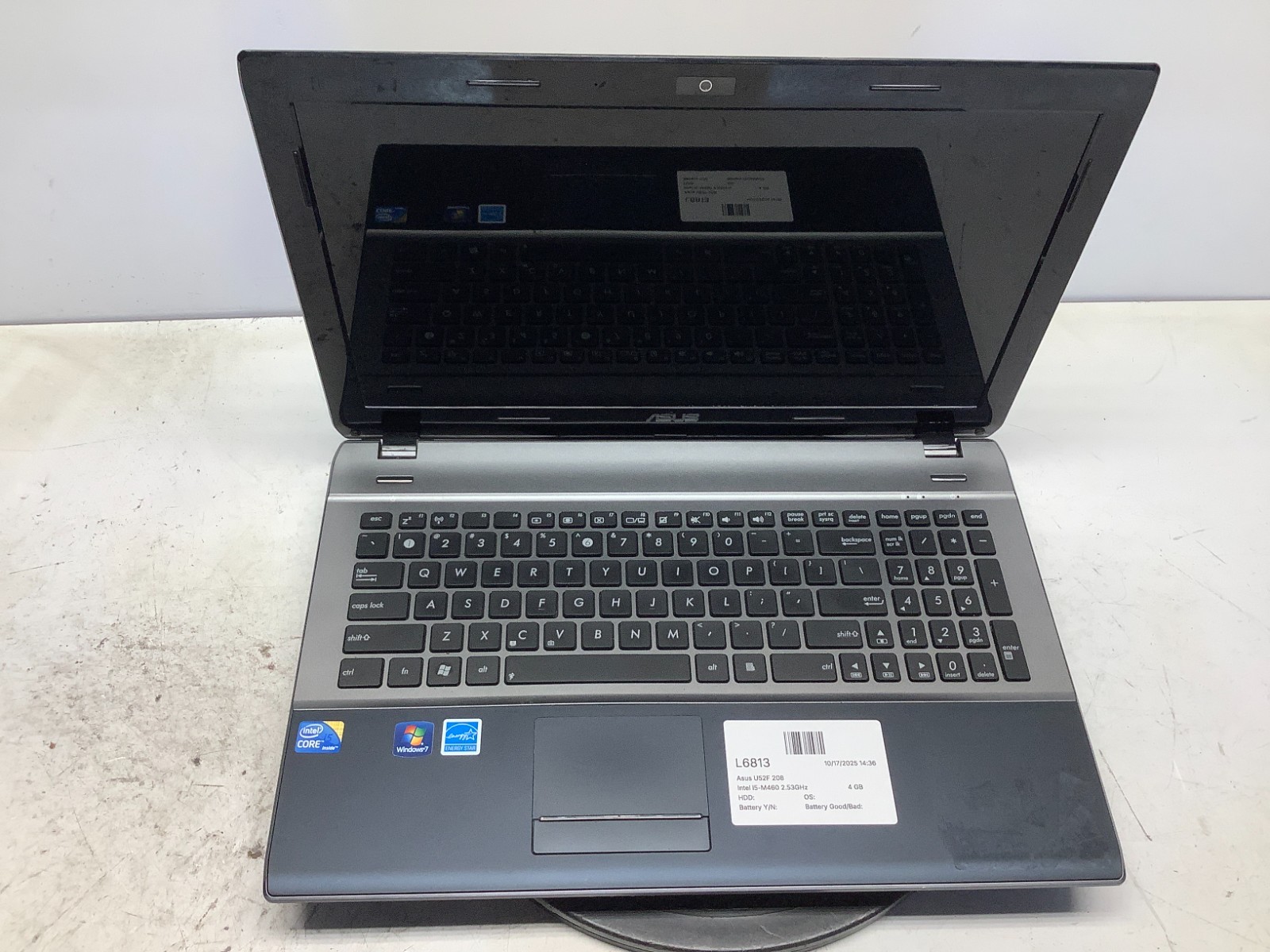Asus U52F 208 Intel i5-M460 2.53GHz 4 GB NO HDD