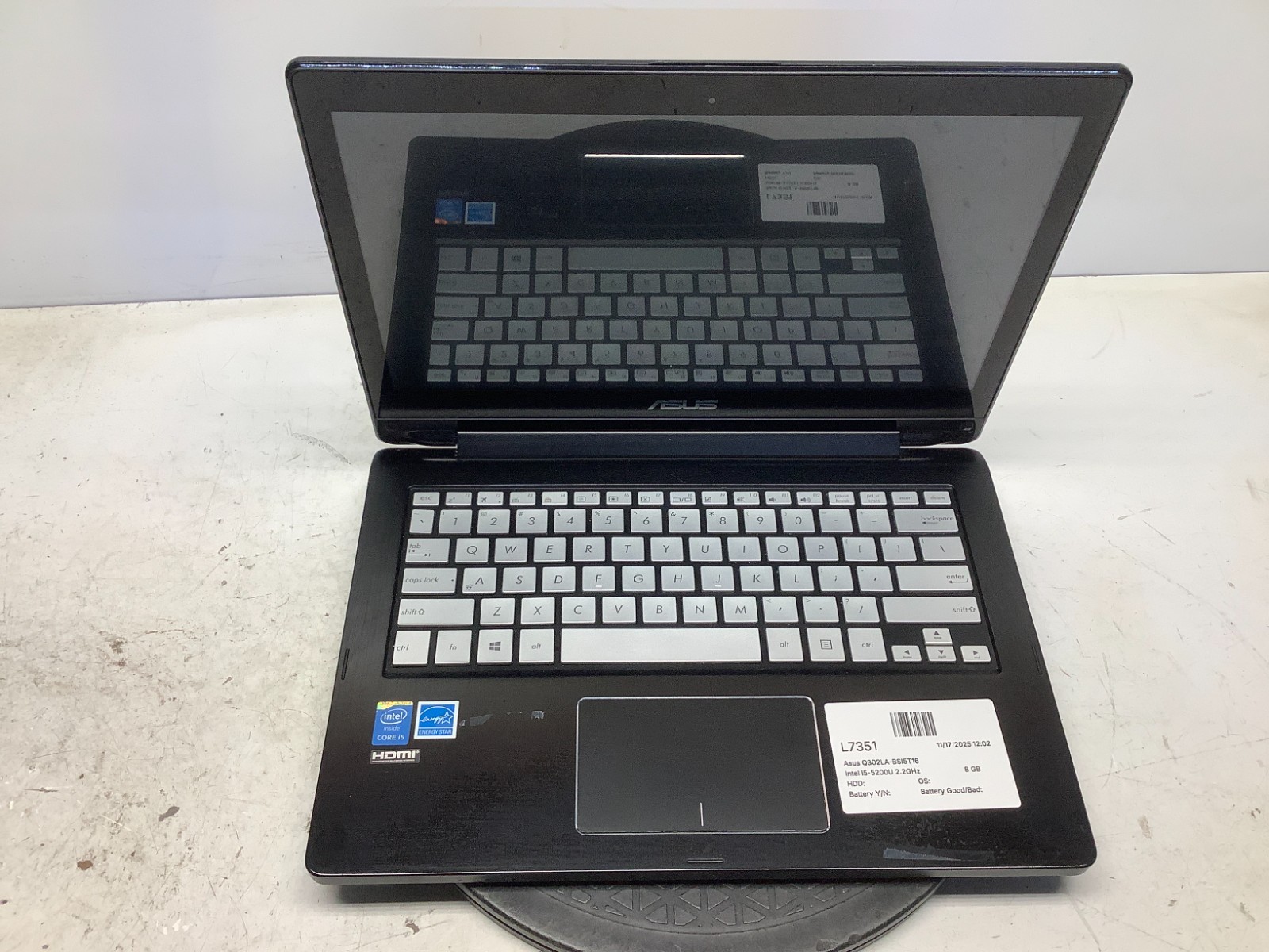 Asus Q302LA BSI5T16 Intel i5-5200U 2.2GHz 8 GB NO HDD