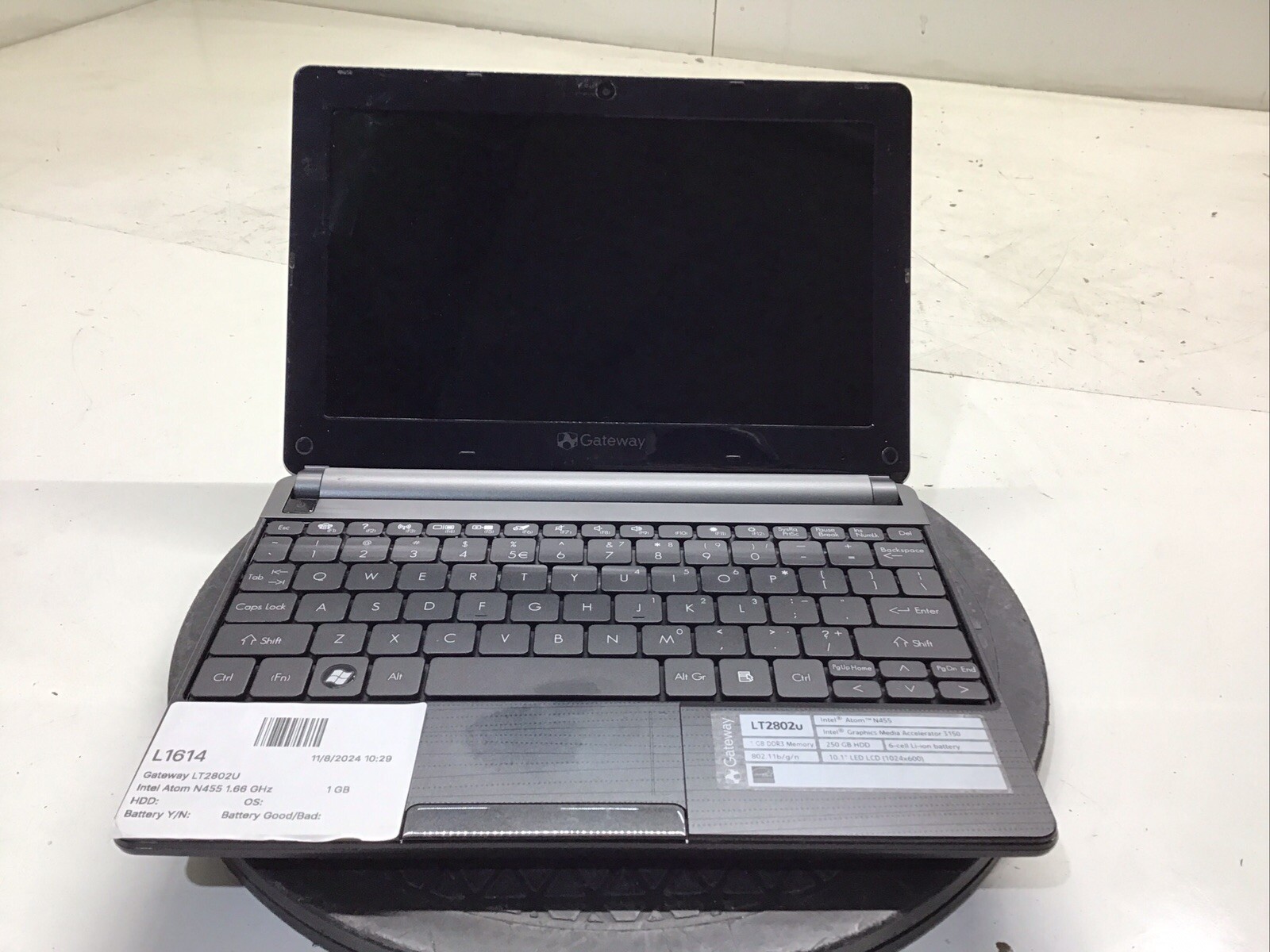 Gateway LT2802U Intel Atom N455 1.66 GHz 1 GB NO HDD No Batt