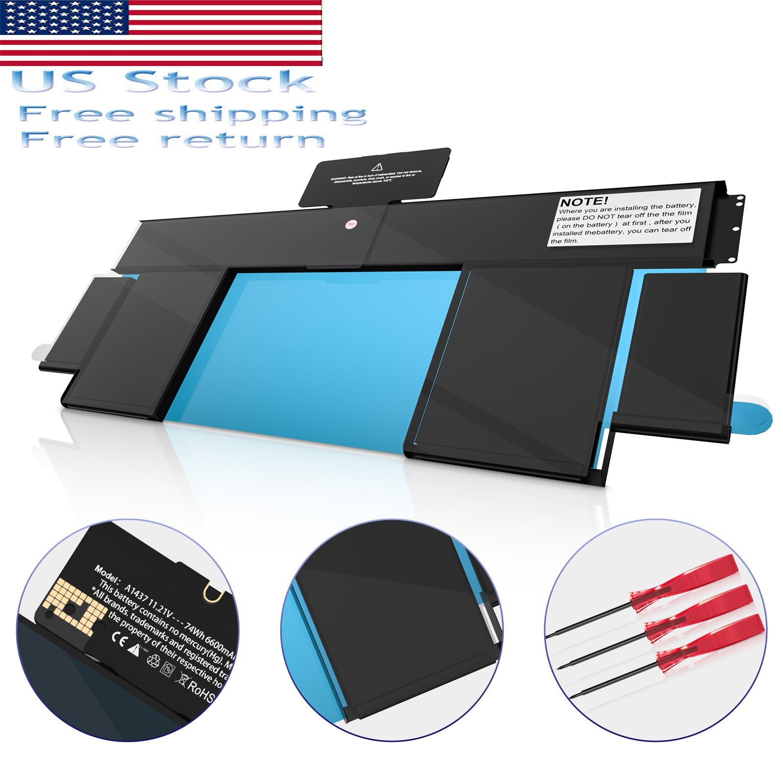 A1437 Battery for Apple MacBook Pro 13″ A1425 Late 2012 Early 2013 EMC 2557 2672