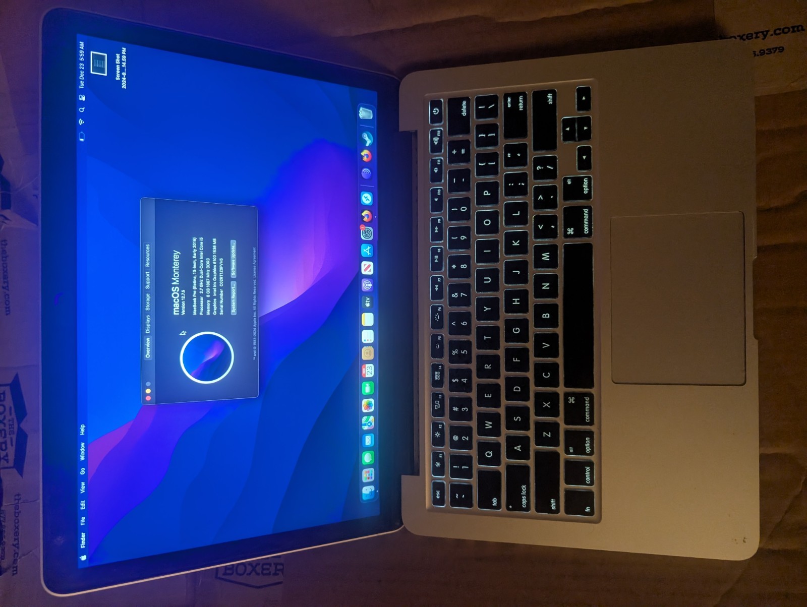 Apple MacBook Pro A1502 Intel  i5 5th 2.70GHz 8GB RAM 250GB SATA SSD