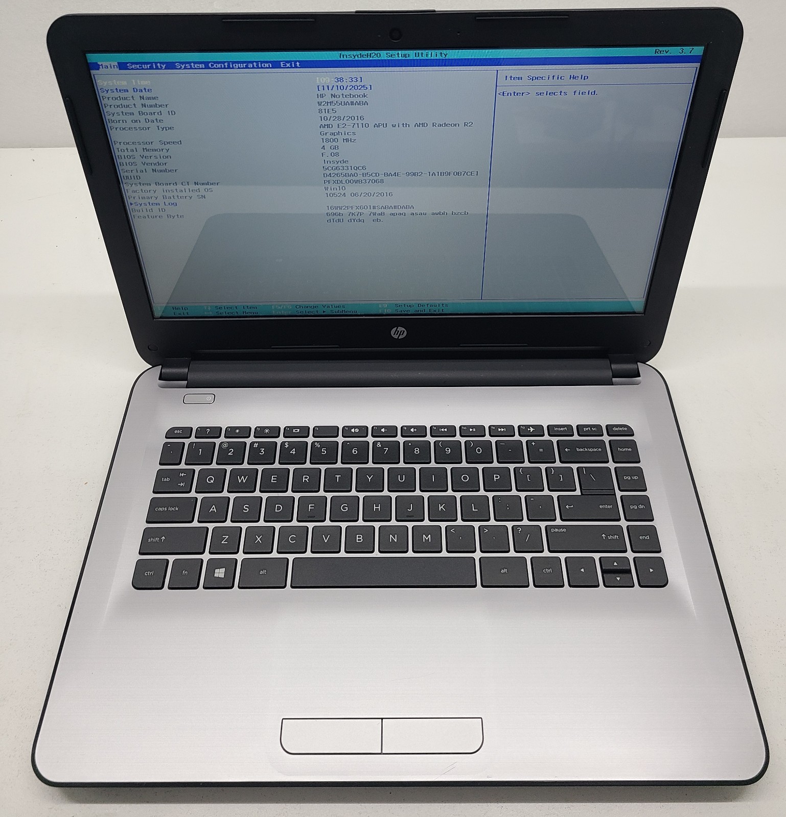 HP 14-an012nr Laptop AMD E2-7110 4GB RAM NO HD/OS (FL)