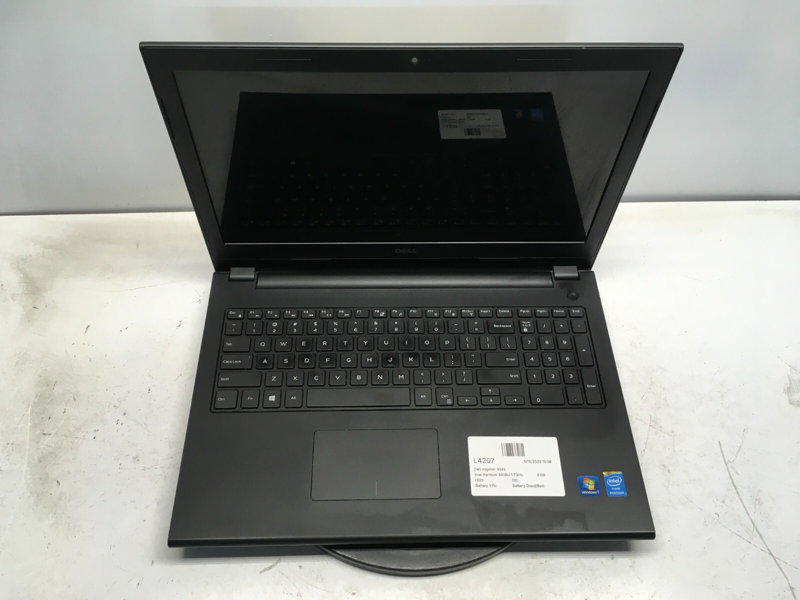 Dell Inspiron 3542 Intel Pentium 3558U 1.7GHz 4 GB NO HDD No Batt