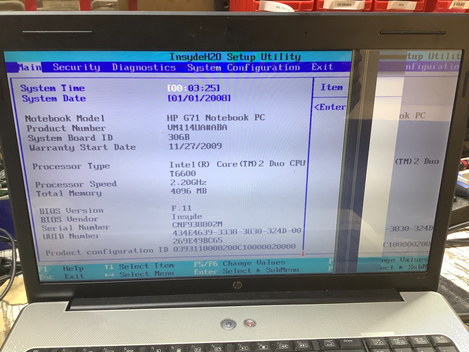 HP G71-340US Intel Core 2 Duo T6600 2.2GHz 4 GB NO HDD – Broken Screen