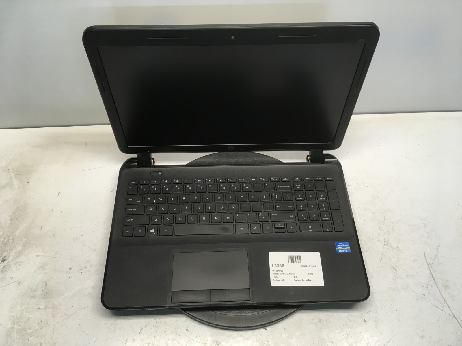 HP 250 G2 Intel i3-3110M 2.4GHz 8 GB NO HDD No Batt