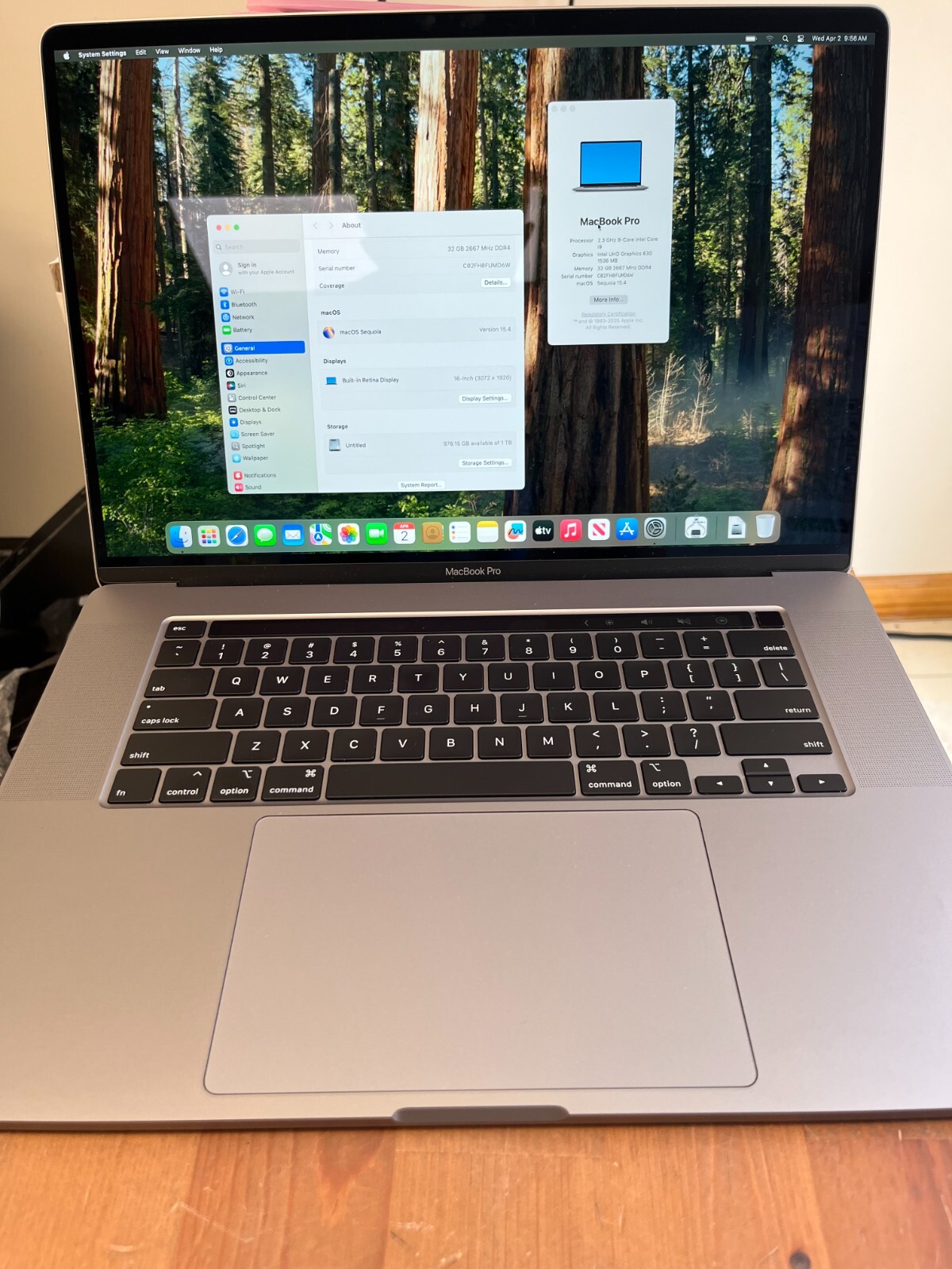 2019 Apple MacBook Pro A2141 16” Core i9 2.3GHz 32GB 1TB Space Grey 60 Cycles!