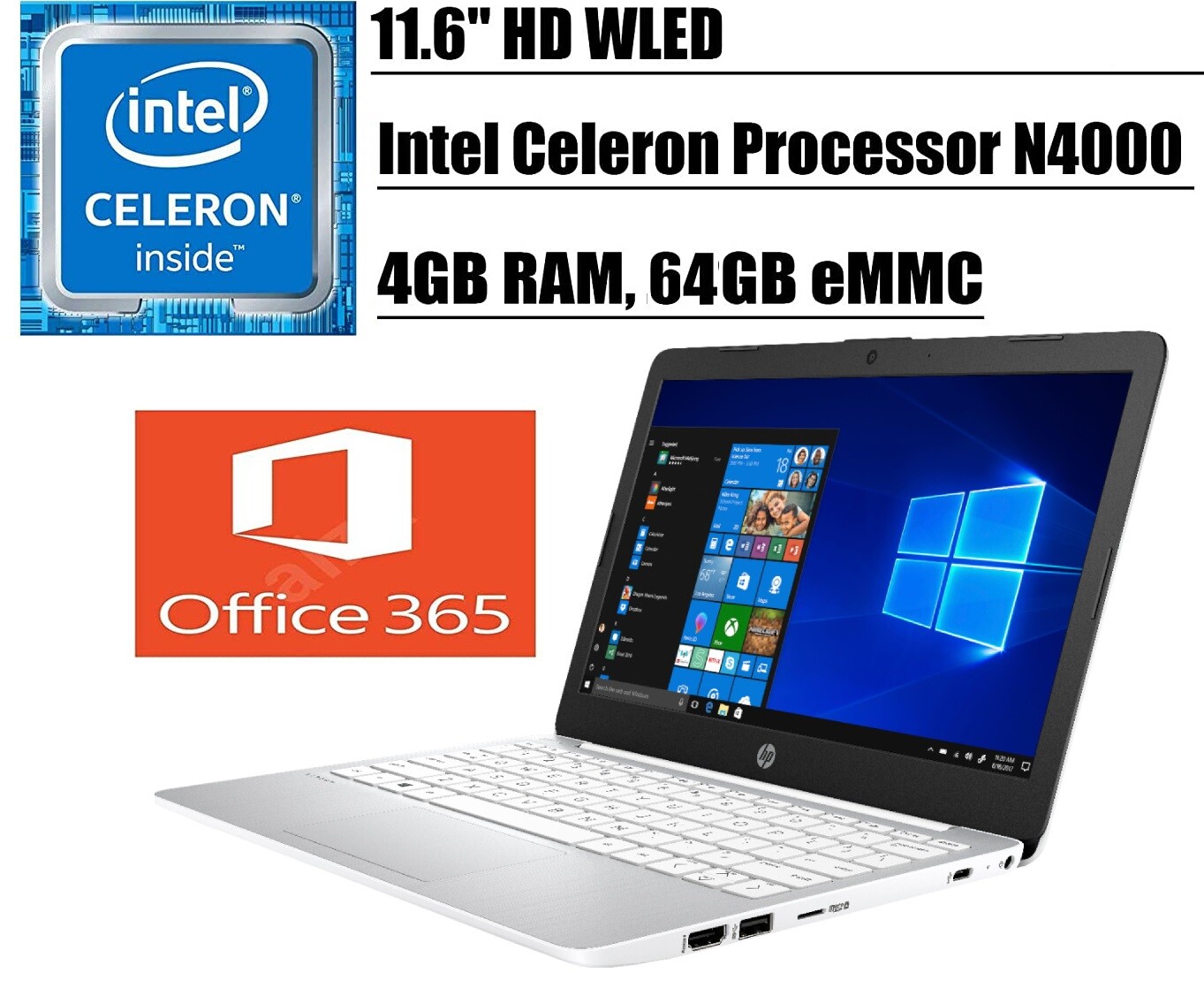🔥NEW HP Stream 11.6″ HD Intel Celeron N4000/4GB/64GB eMMC+1 Yr MS Office 365🔥