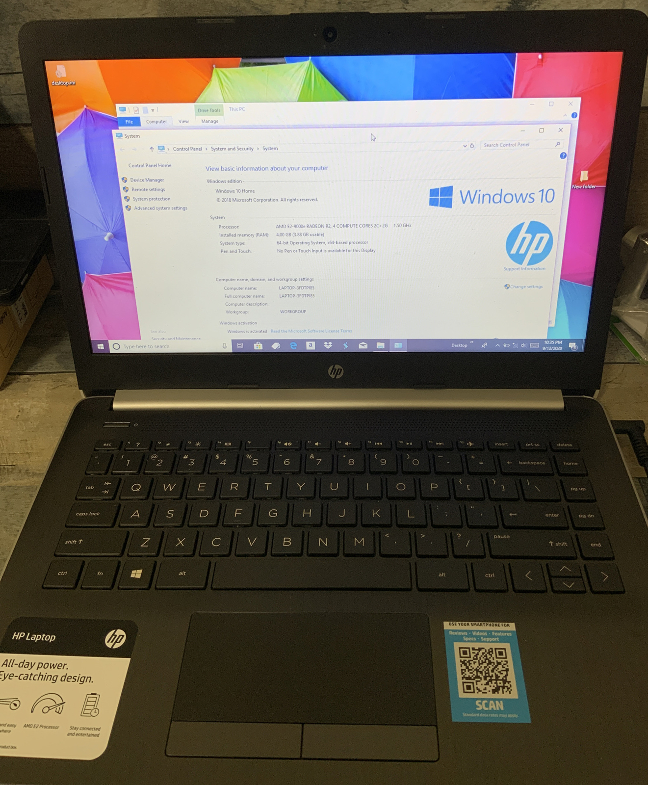 💻 HP 14-cm0012nr 14″ (32 GB SSD AMD E2 9000e, 1.50 GHz, 4 GB) Laptop  Silver