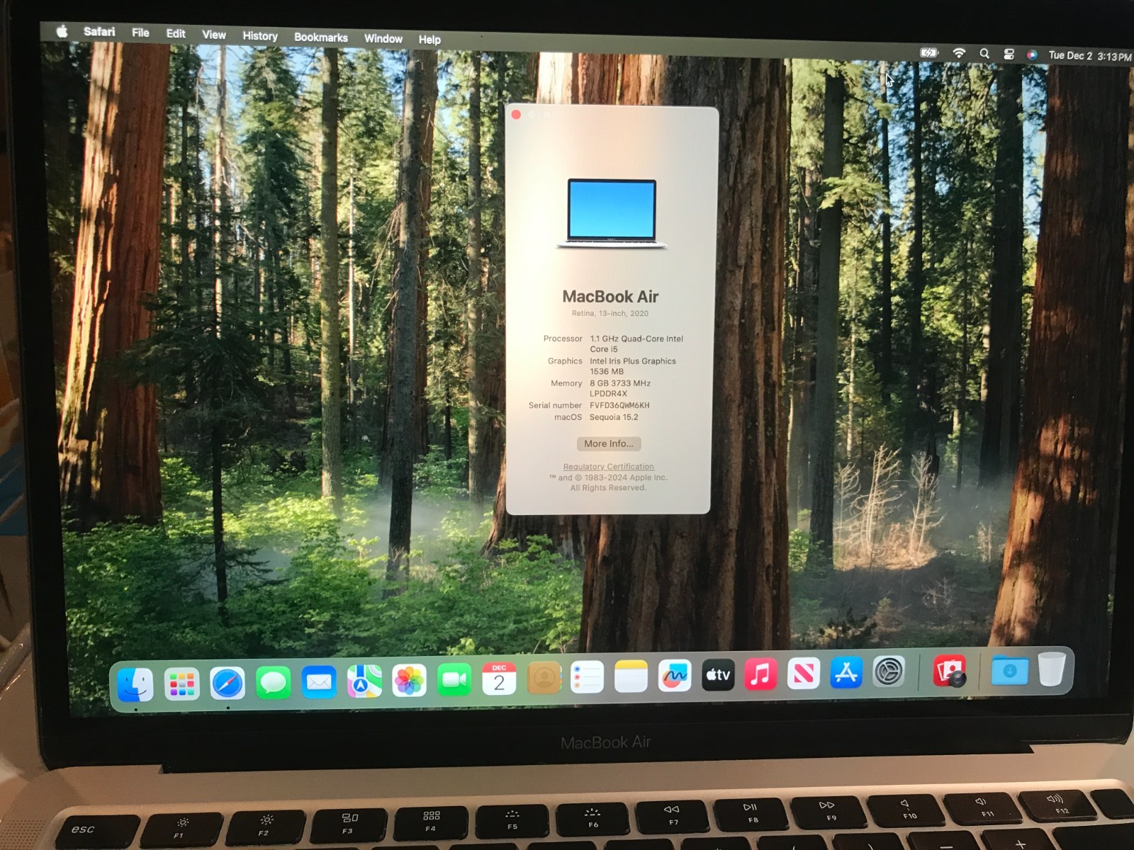 2020 Apple MacBook Air 13″ i5 1.1GHz 8GB 512GB Silver A2179 USED Read*#019