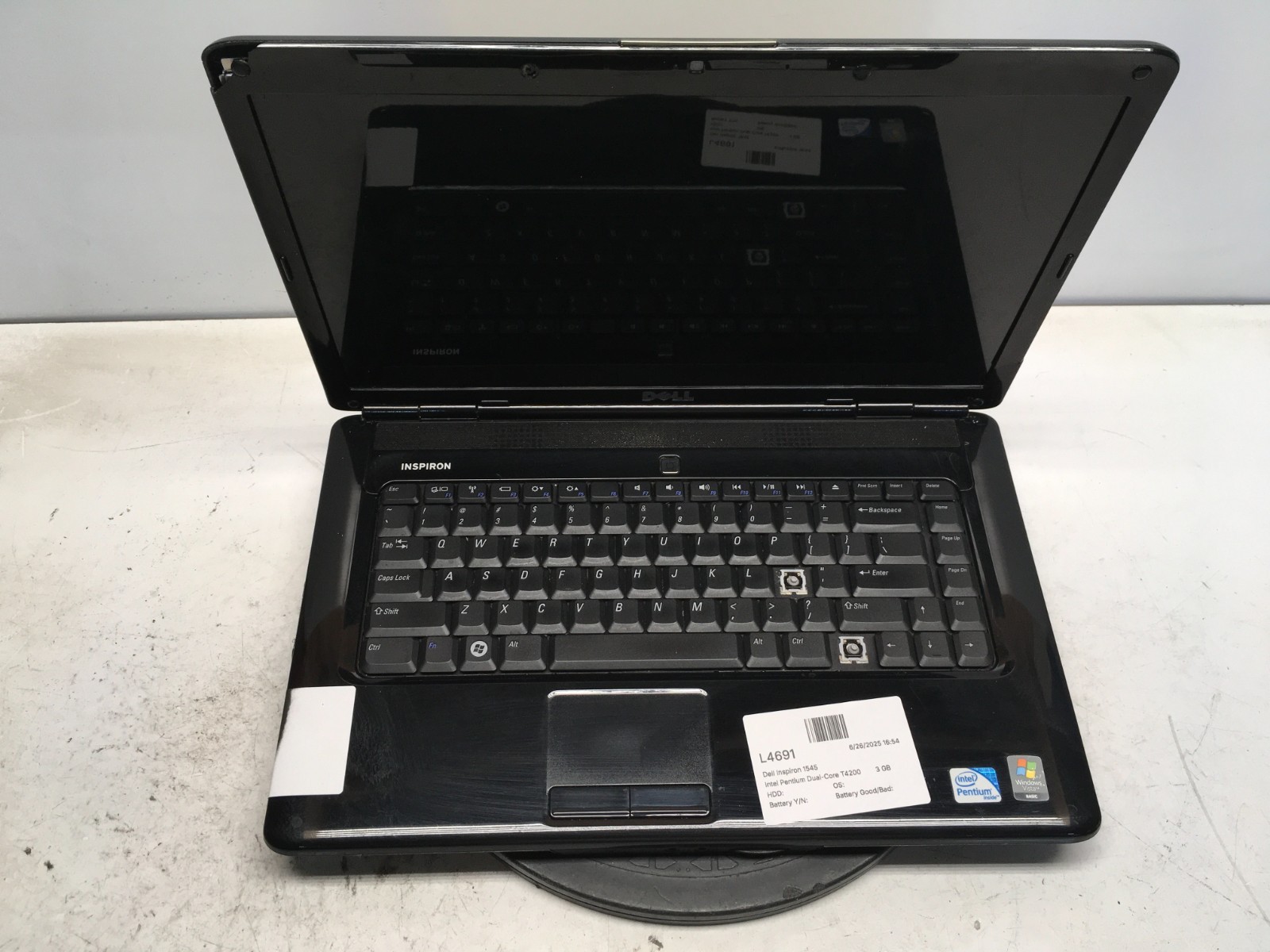 Dell Inspiron 1545 Intel Pentium Dual-Core T4200 2GHz 3 GB NO HDD