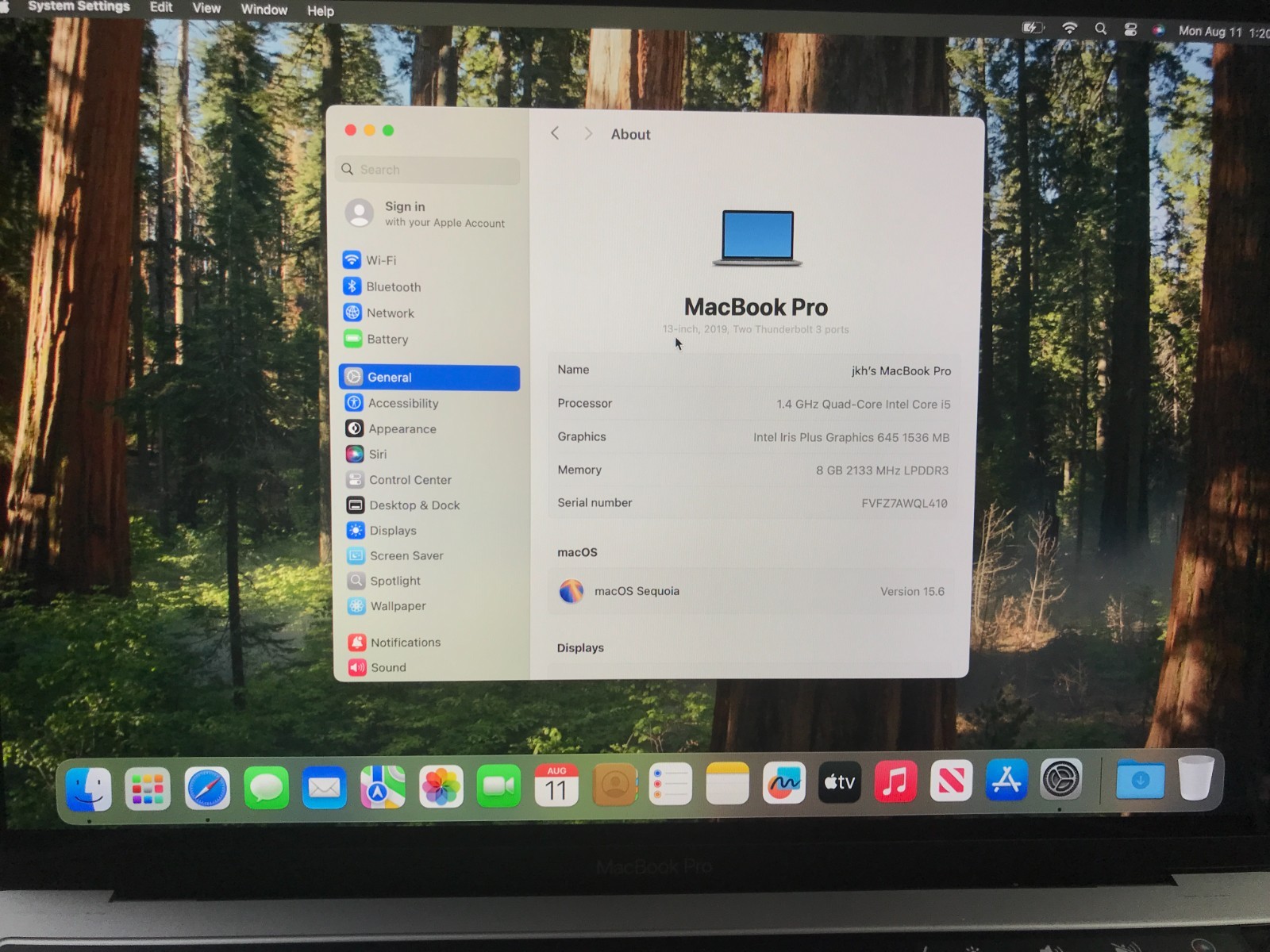 2019 Apple MacBook Pro 13.3″ i5 1.4GHz 8GB 256GB Gray A2159 Service Battery #907