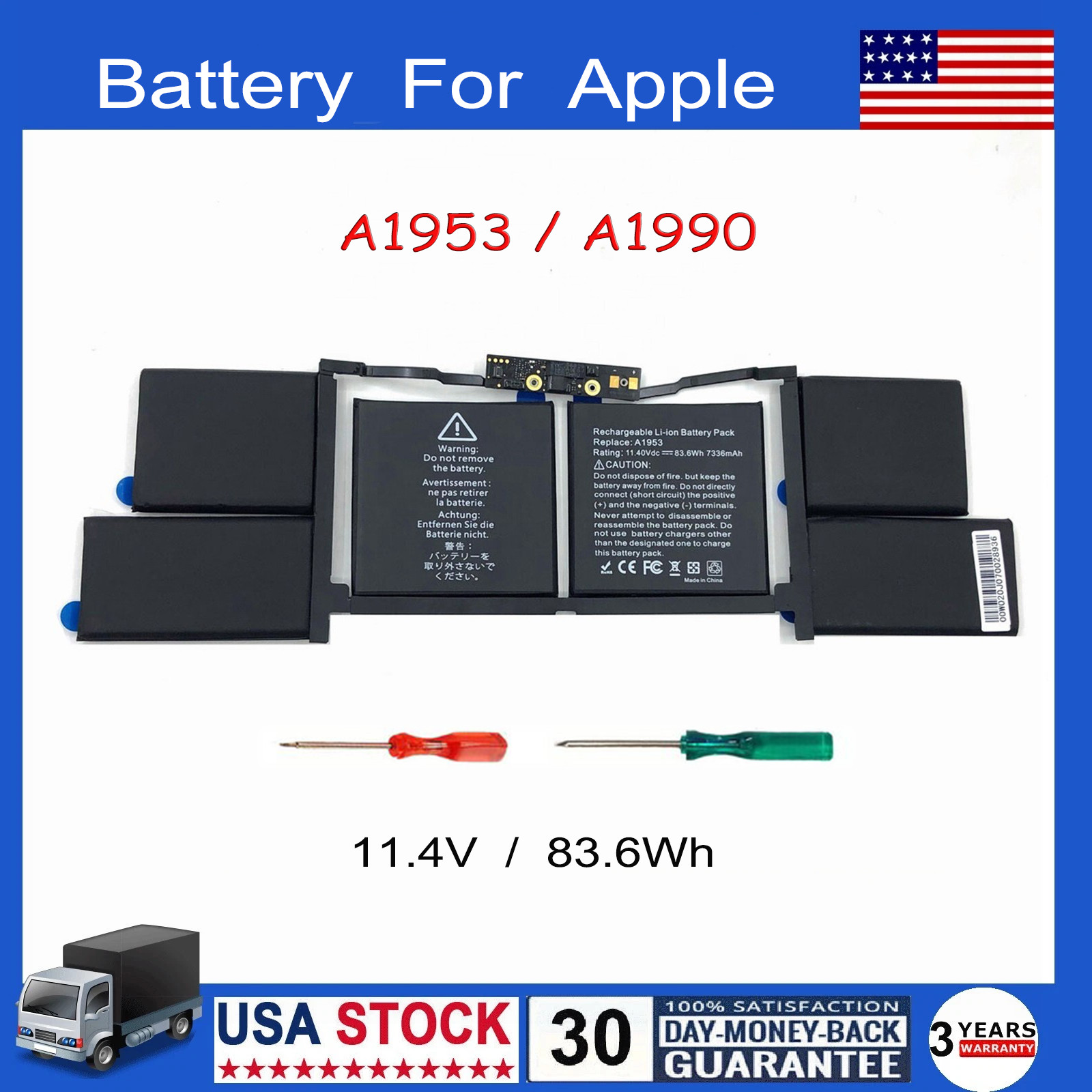 A1953 Battery For Apple MacBook Pro 15-Inch (Mid 2018 & Mid 2019) Model A1990