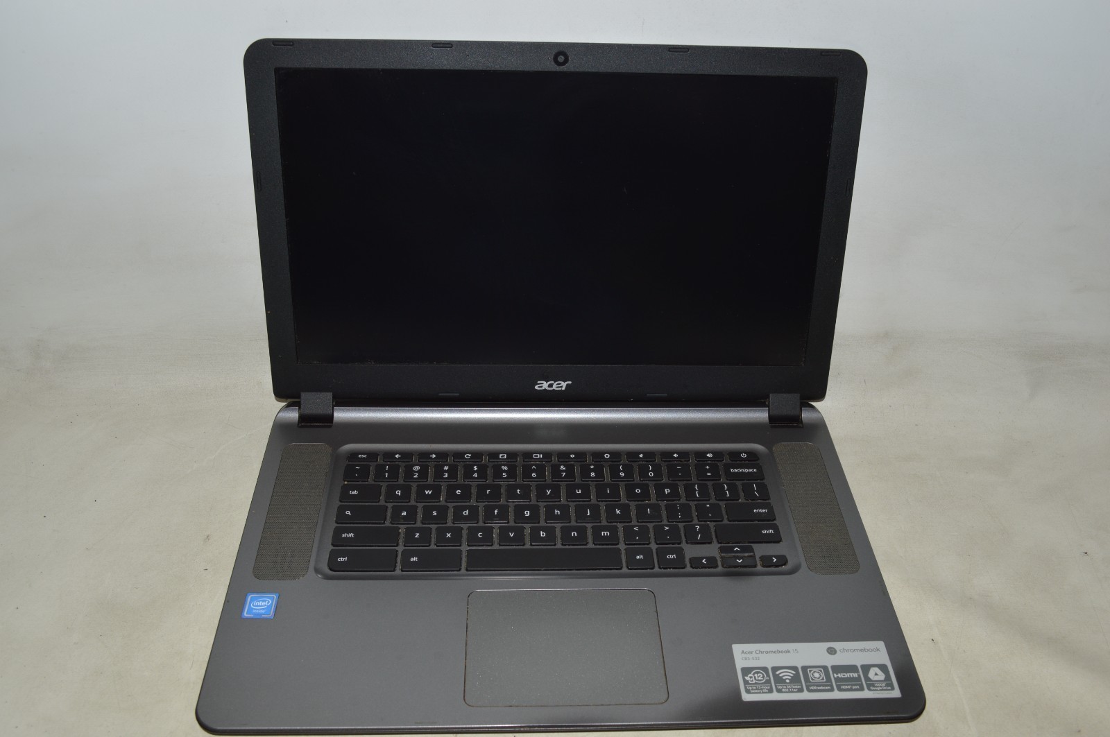 Acer CB3-532 Series N15Q9 15.6″ 1.6 GHz Celeron 4GB RAM 32GB SSD, No AC, Grade C
