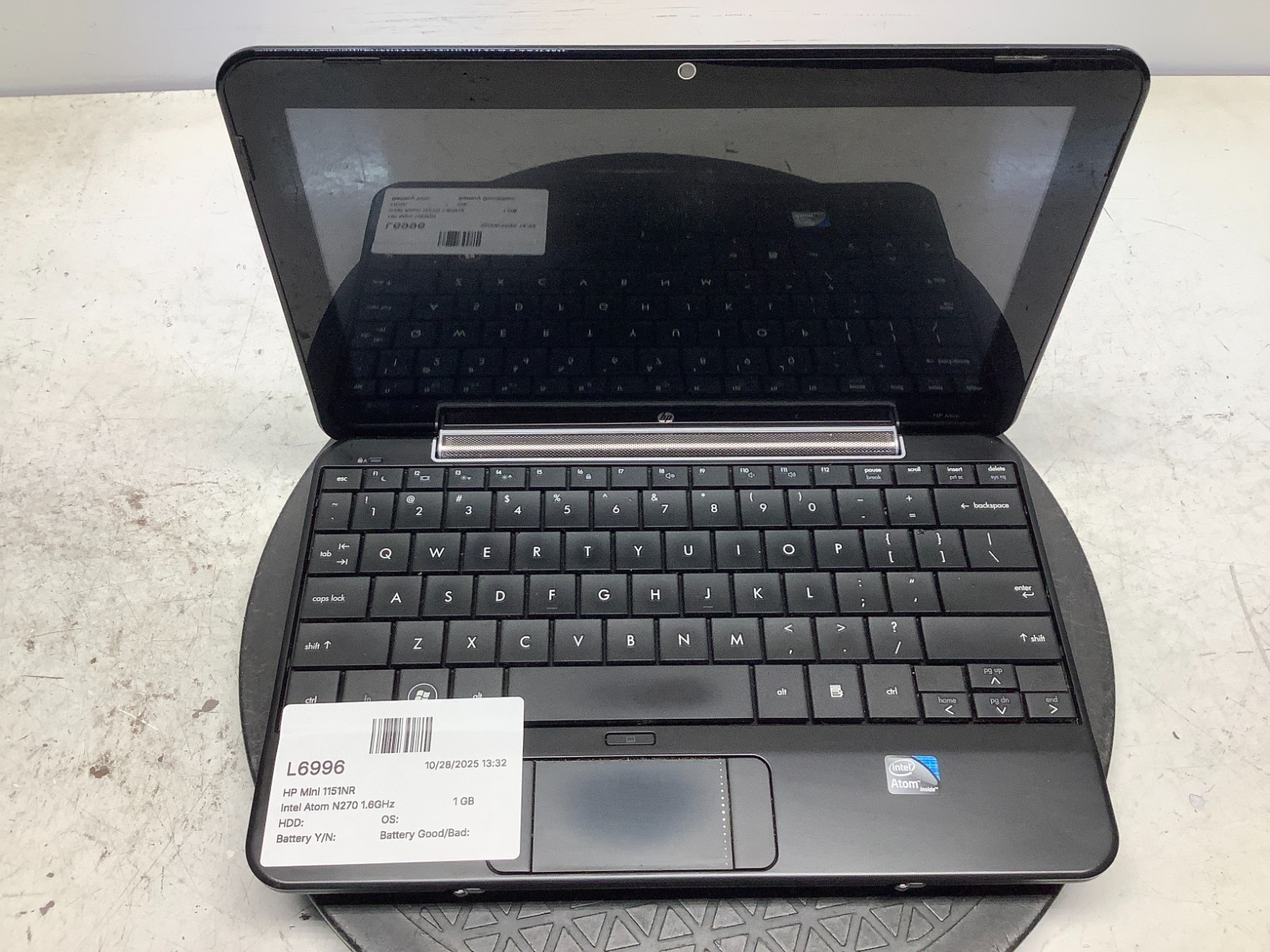 HP Mini 1151NR Intel Atom N270 1.6GHz 1 GB NO HDD