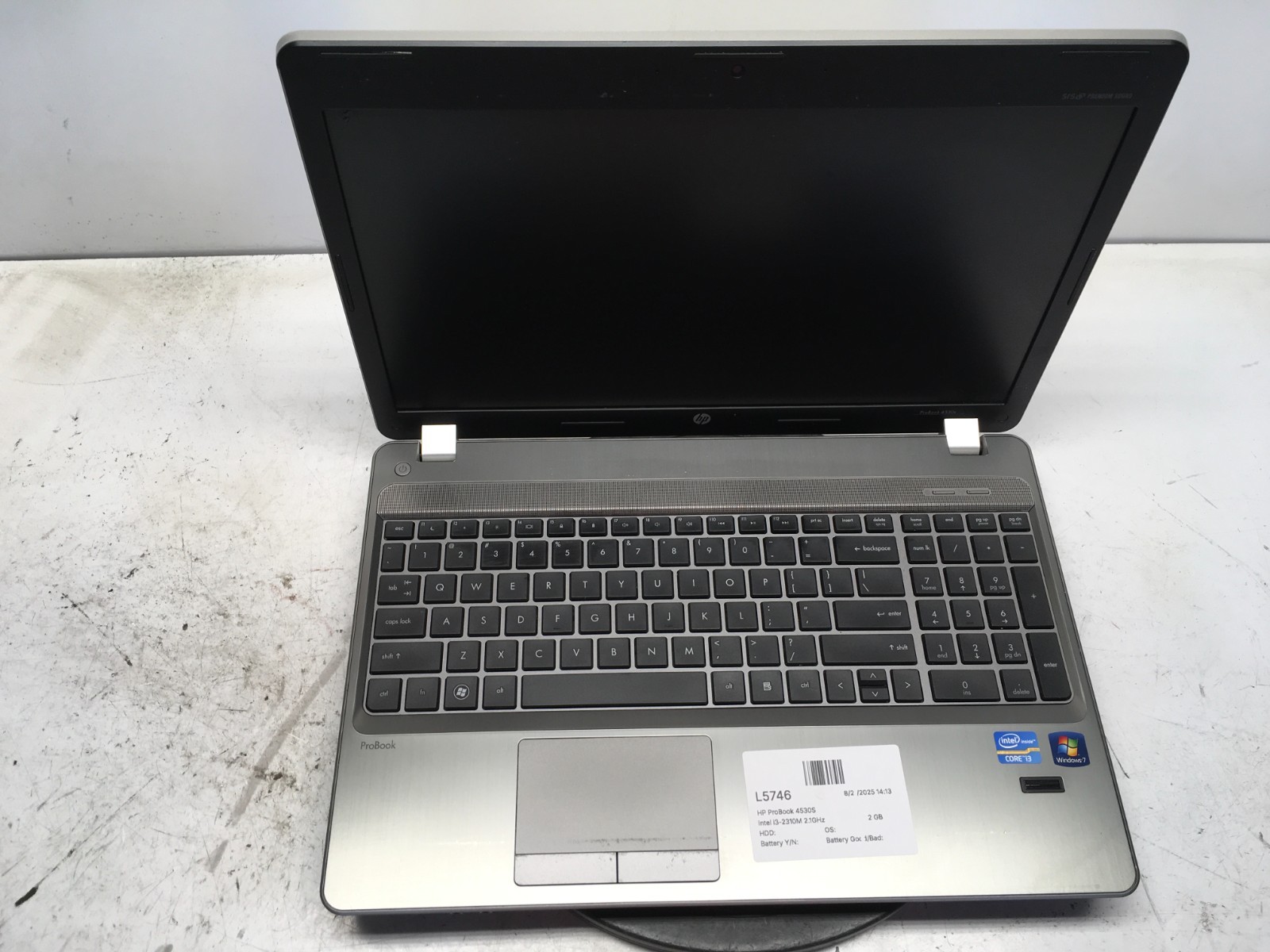 HP ProBook 4530S Intel i3-2310M 2.1GHz 2 GB NO HDD