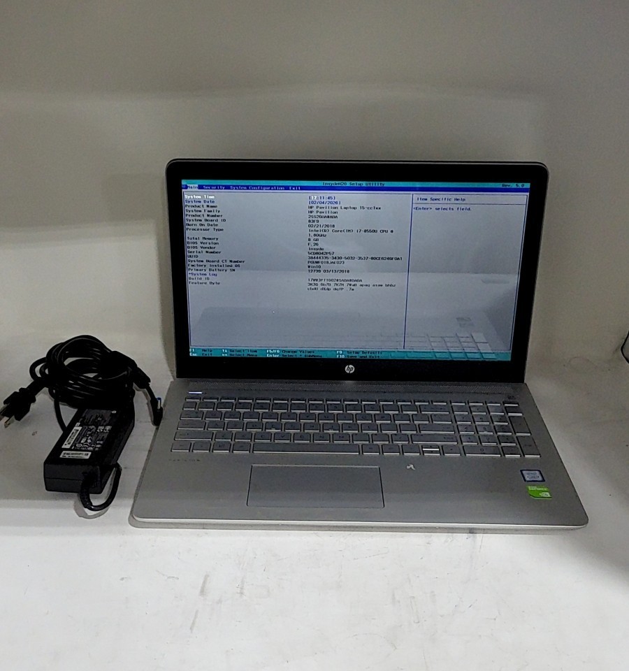 HP PAVILION LAPTOP 15-CC159nr 2SS26UA#ABA Intel I7-8550U 8GB 512GB SEE NOTES