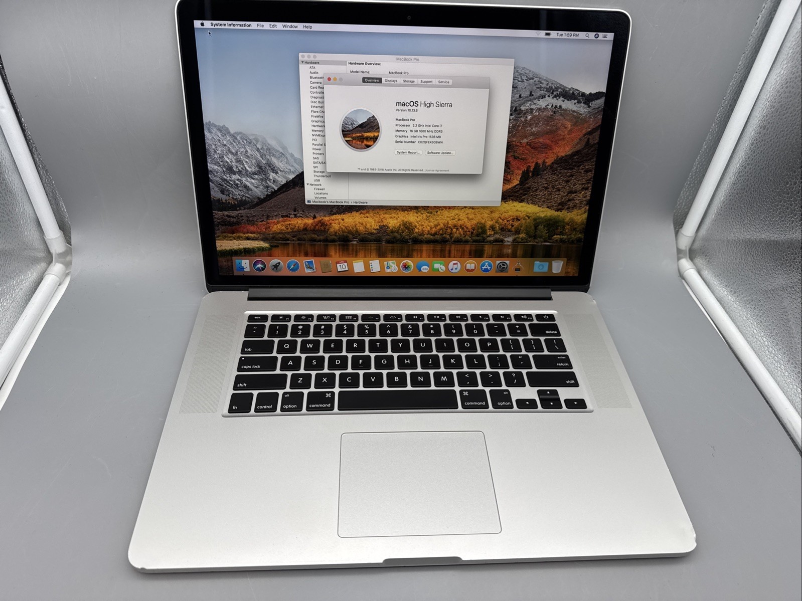 15″ Apple MacBook Pro A1398 Core i7 2.2 GHZ 16GB RAM 128GB SSD