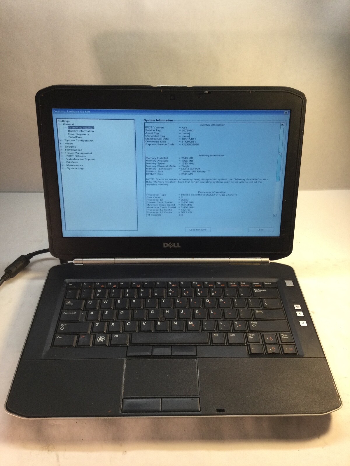 Dell Latitude E5428 14″ Laptop Intel Core i5-2520M – BOOTS TO BIOS -MZ
